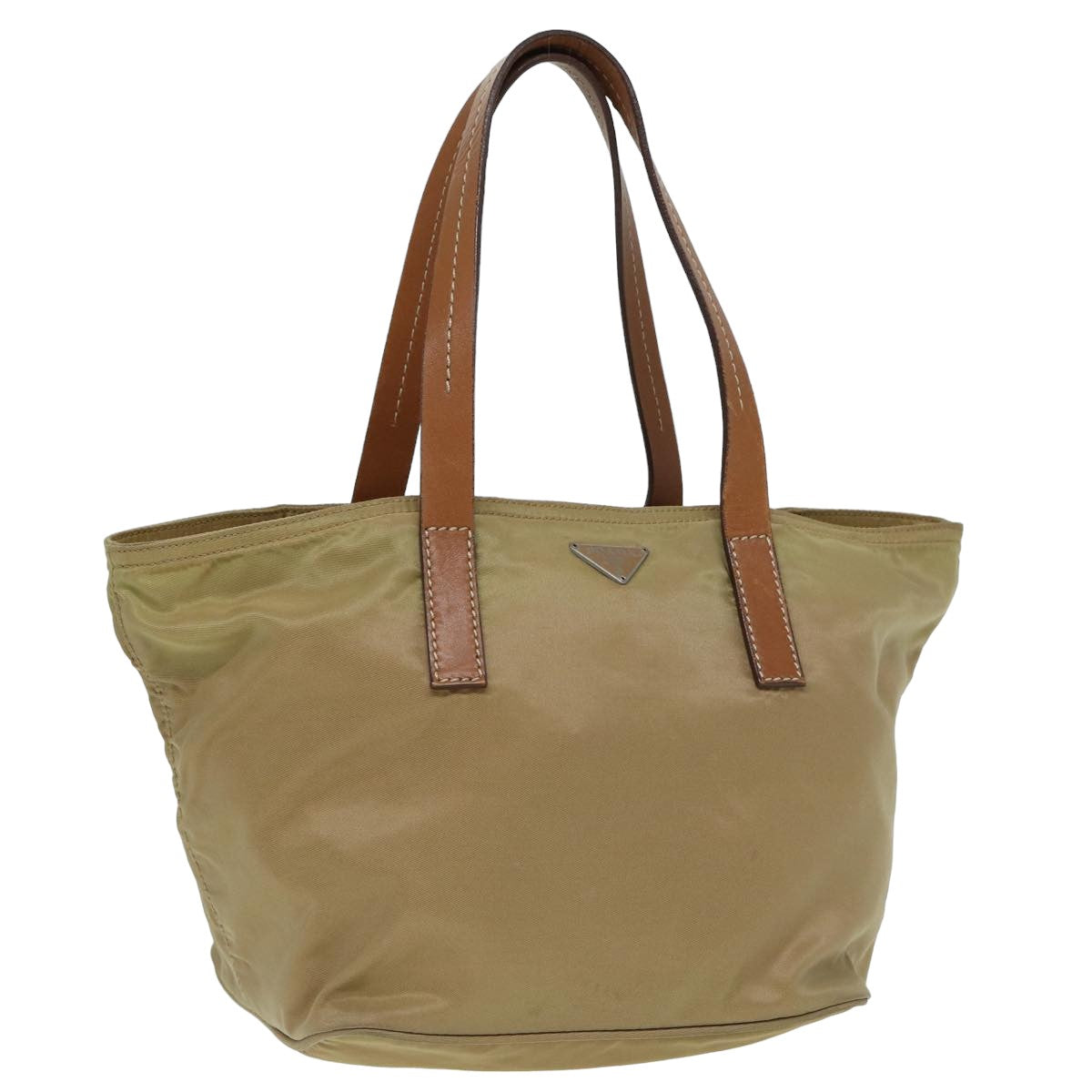 PRADA Hand Bag Nylon Beige Auth