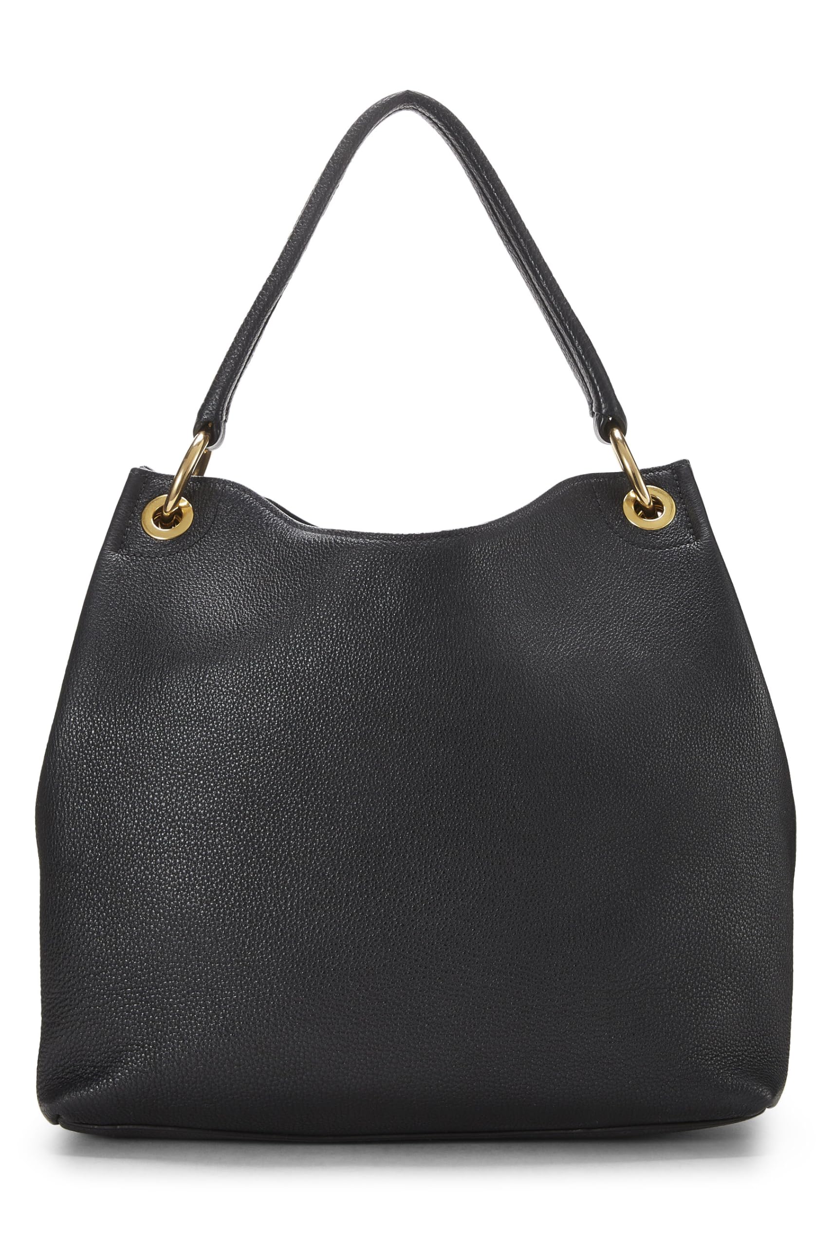 Prada, Black Vitello Daino Embossed Logo Hobo, Black