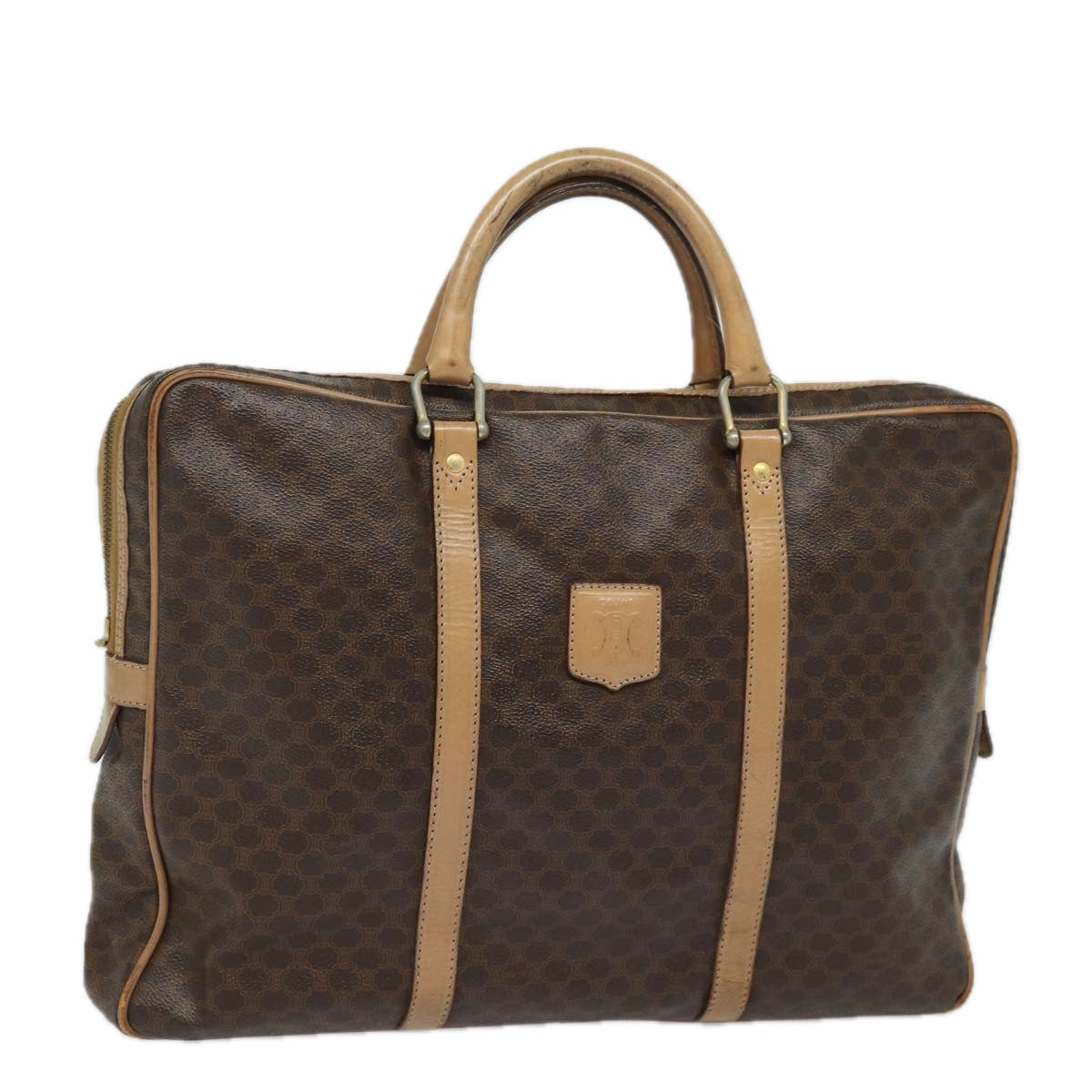 Luxury CELINE Macadam Canvas Business Bag PVC Leather Brown 81964