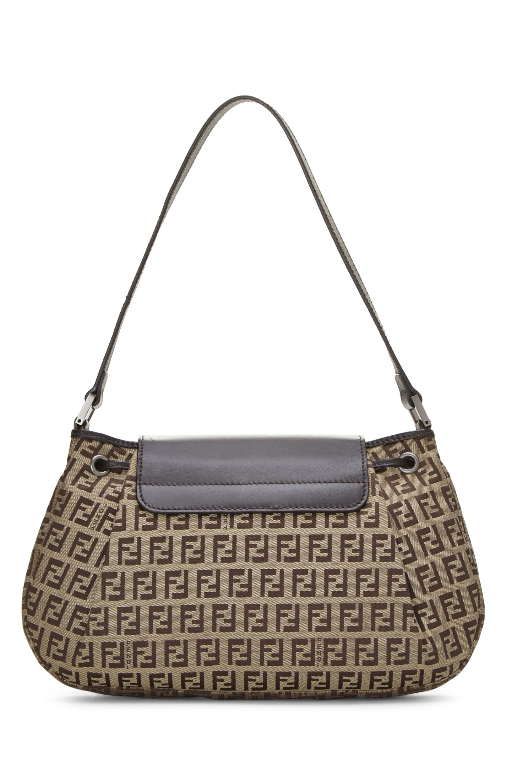 Fendi, Brown Zucchino Canvas Shoulder Bag, Brown