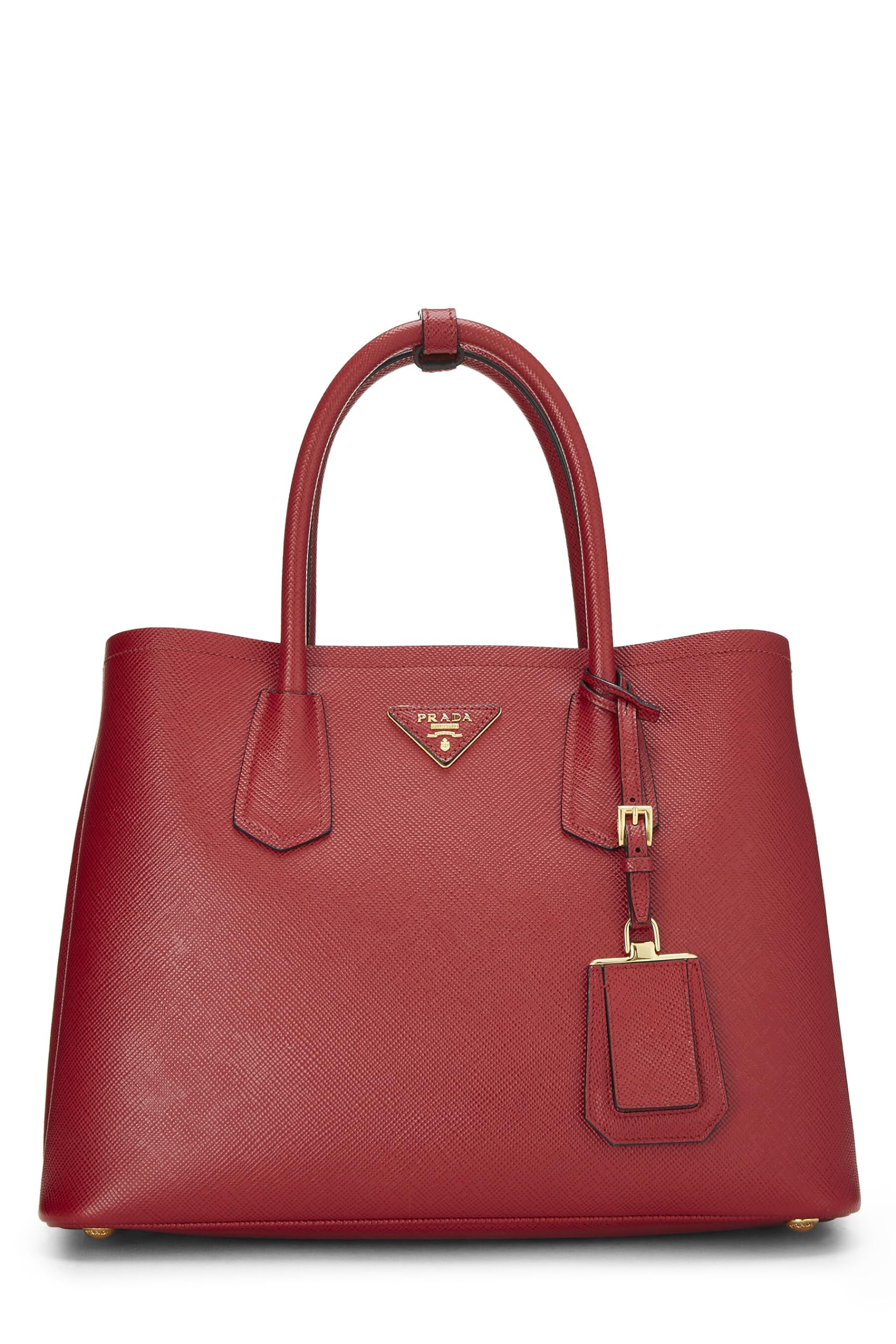 Prada, Red Saffiano Double Bag Medium, Red
