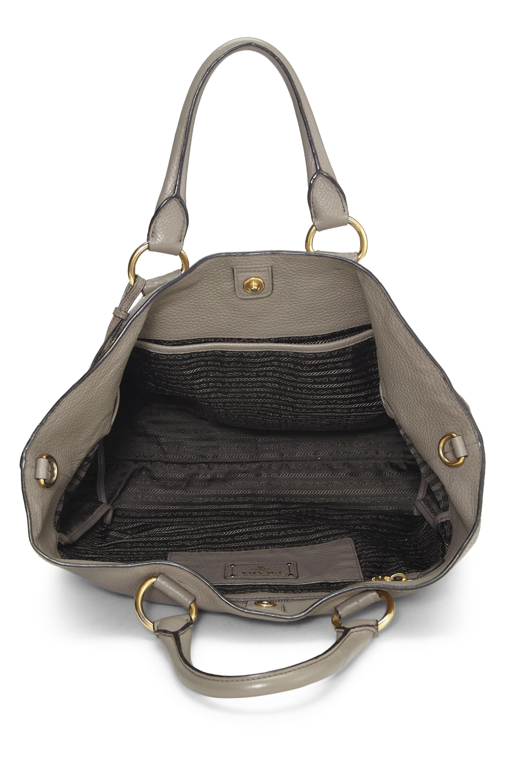 Prada, Grey Vitello Daino Shopping Tote, Grey