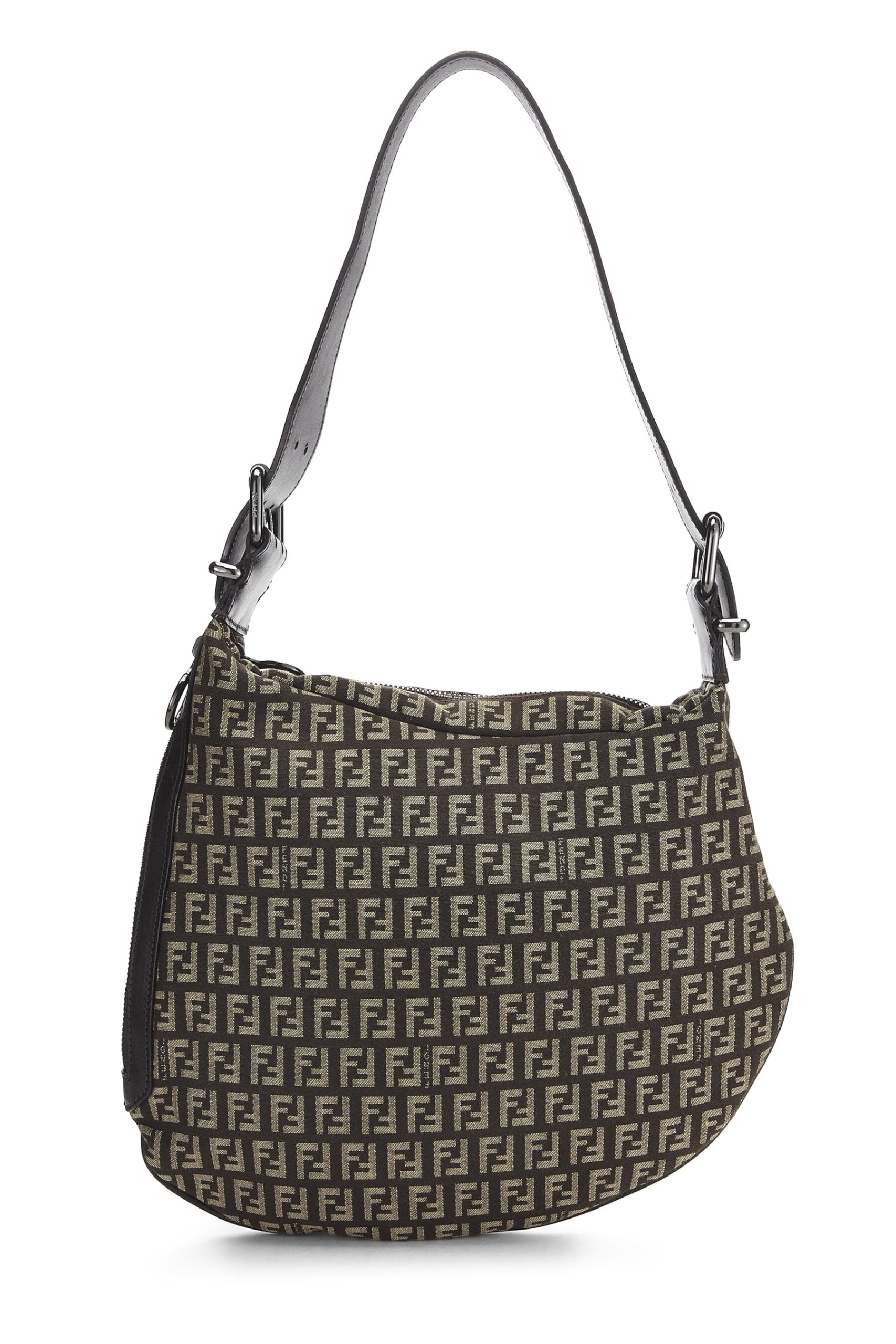 Fendi, Brown Zucchino Canvas Oyster Bag, Brown