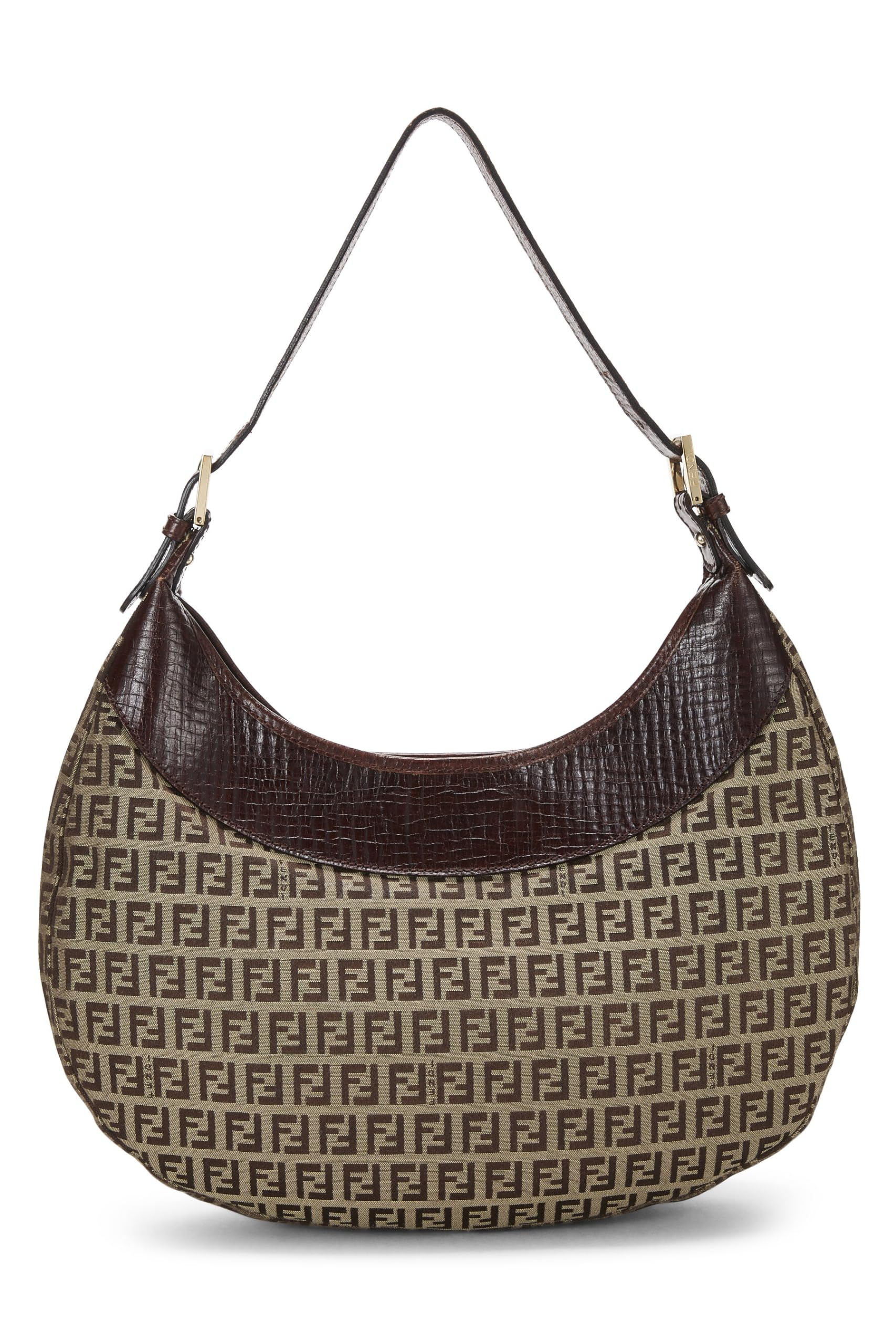 Fendi, Brown Zucchino Canvas Hobo Bag, Brown