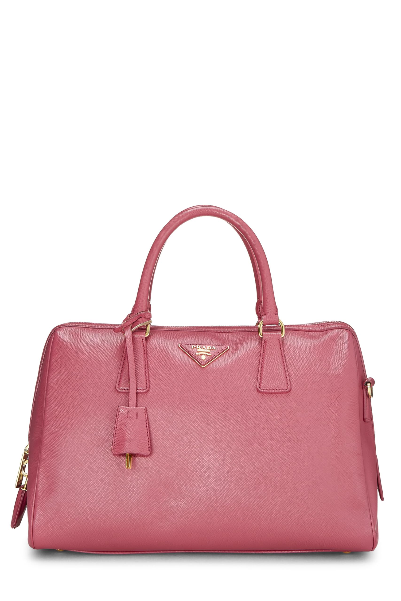 Prada, Pink Saffiano Boston, Pink Luxury Handbag