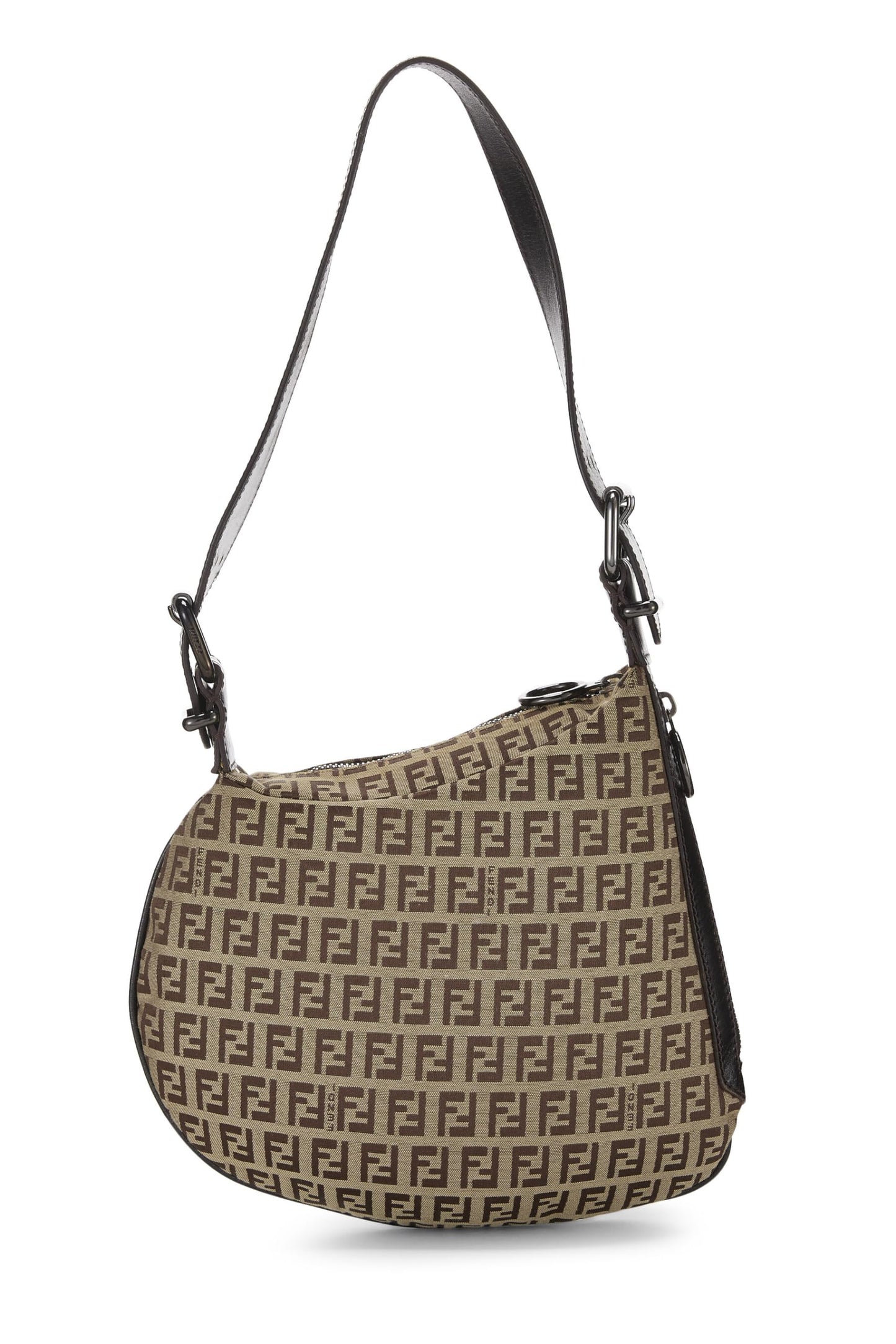 Fendi, Brown Zucchino Canvas Shoulder Bag, Brown