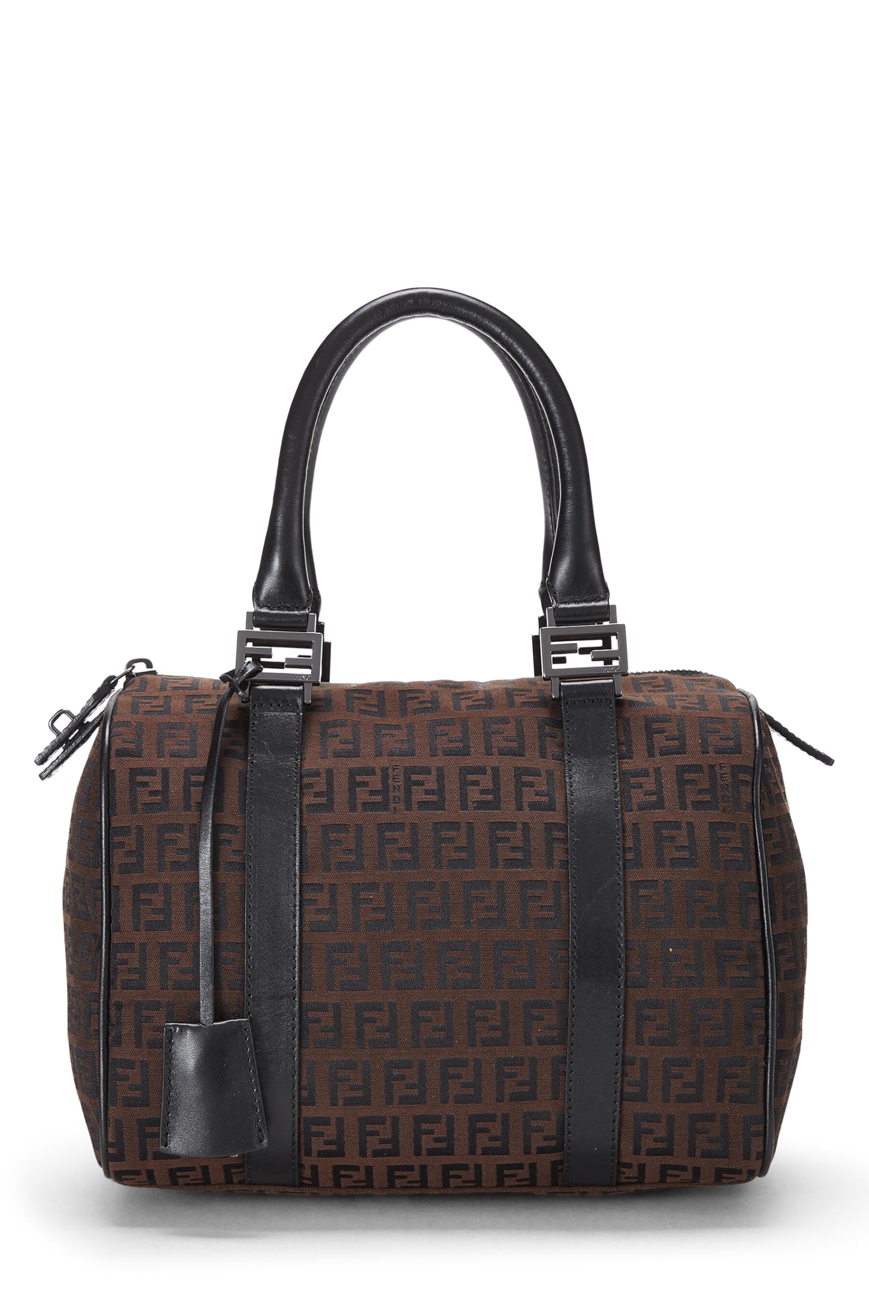 Fendi, Brown & Black Zucchino Canvas Boston Bag Mini, Brown