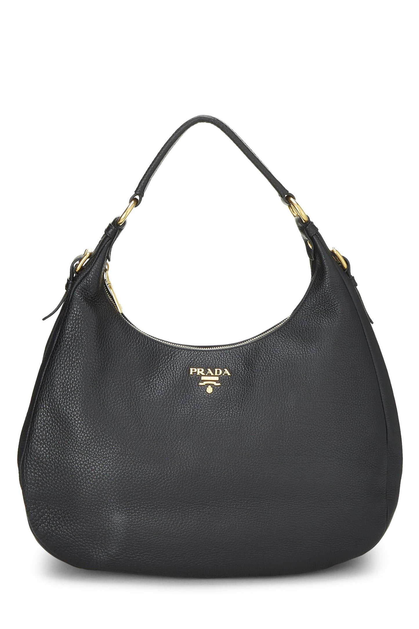 Prada, Black Vitello Daino Hobo Medium, Black