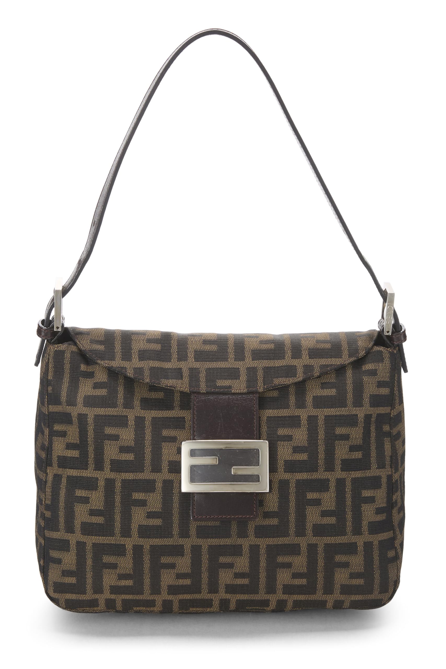 Fendi, Brown Zucca Canvas Shoulder Bag, Brown