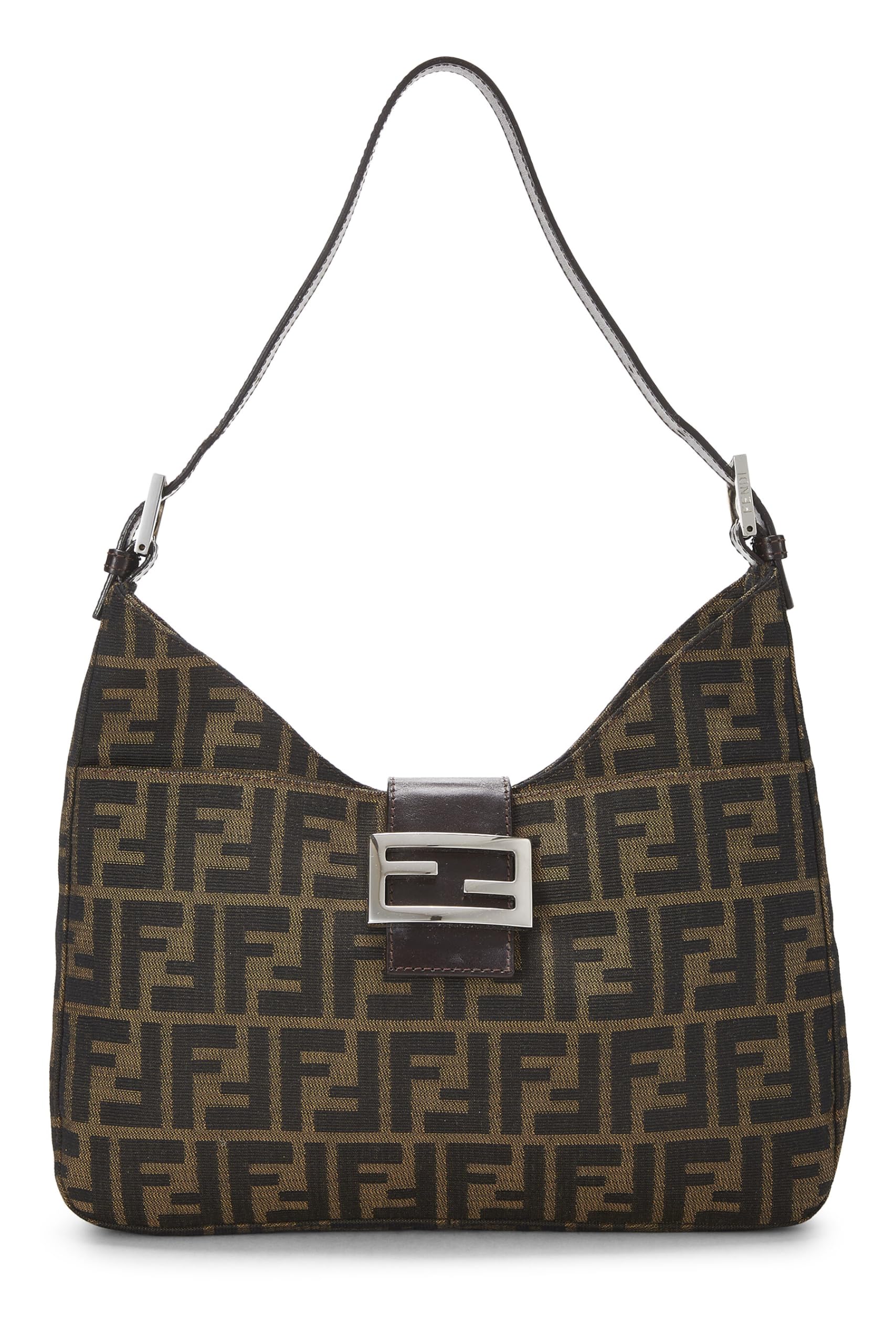 Fendi, Brown Zucca Canvas Shoulder Bag, Brown