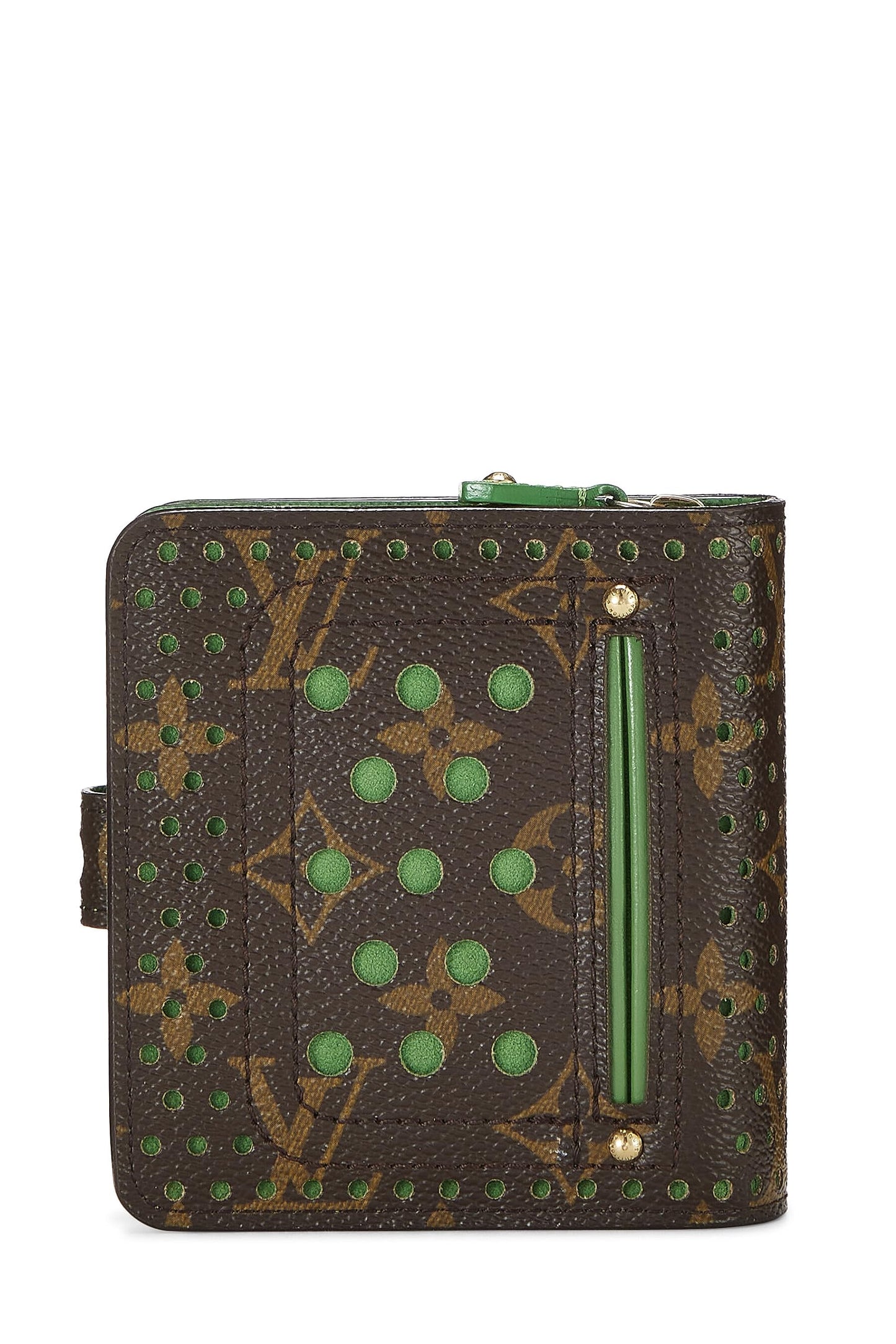 Louis Vuitton, Green Monogram Canvas Perforated Zippy Compact, Green