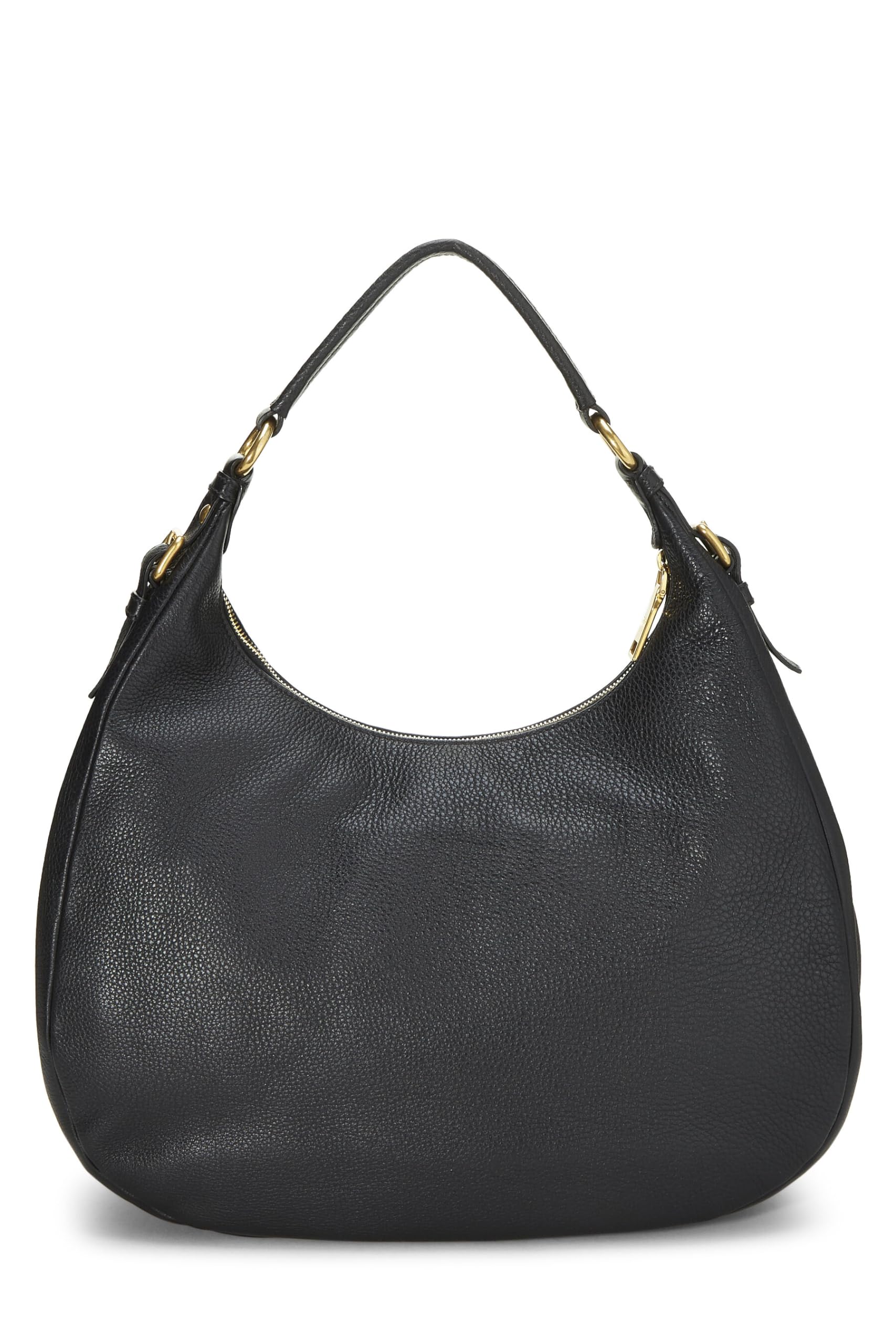 Prada, Black Vitello Daino Hobo Medium, Black