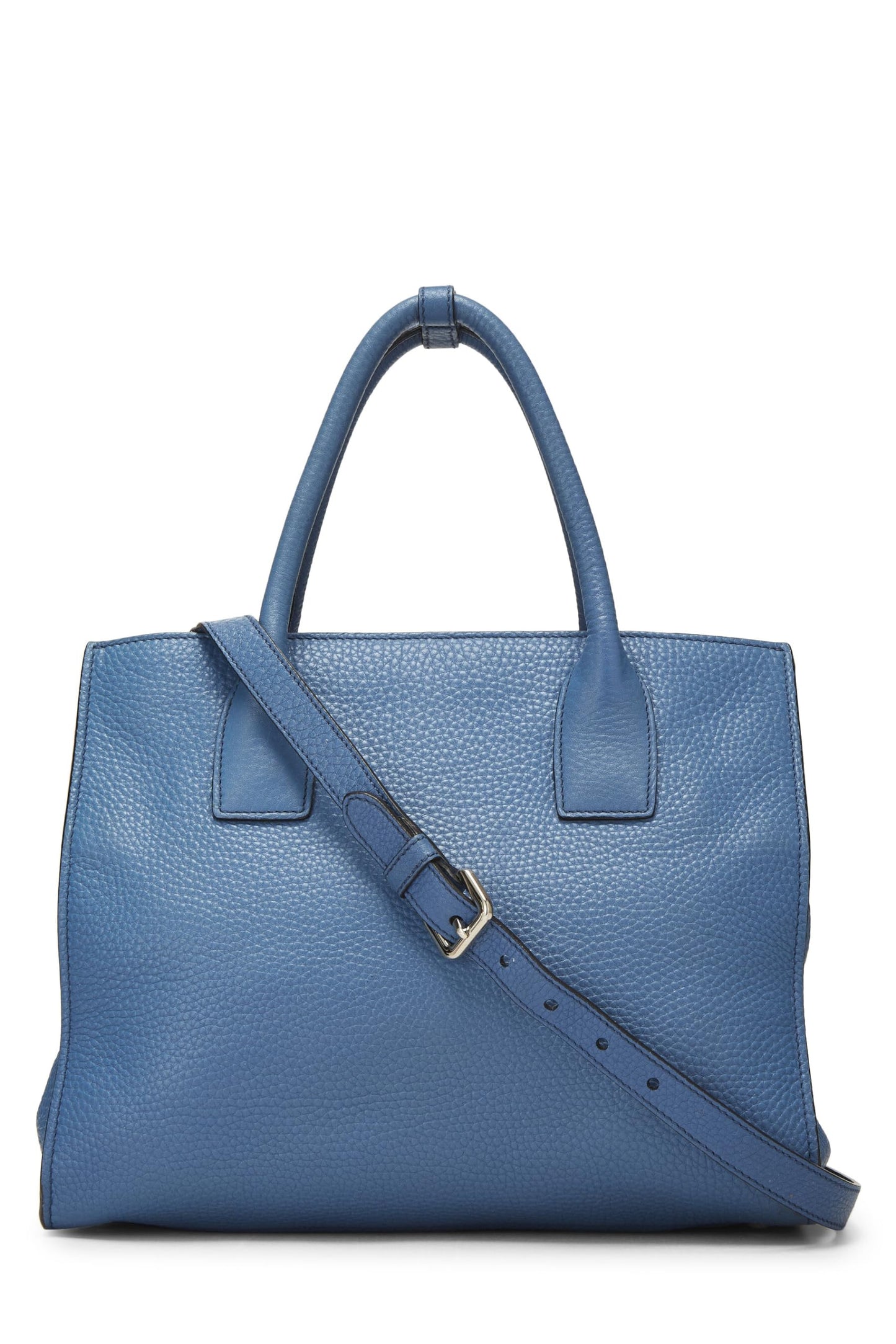 Prada, Blue Vitello Daino Convertible Tote, Blue
