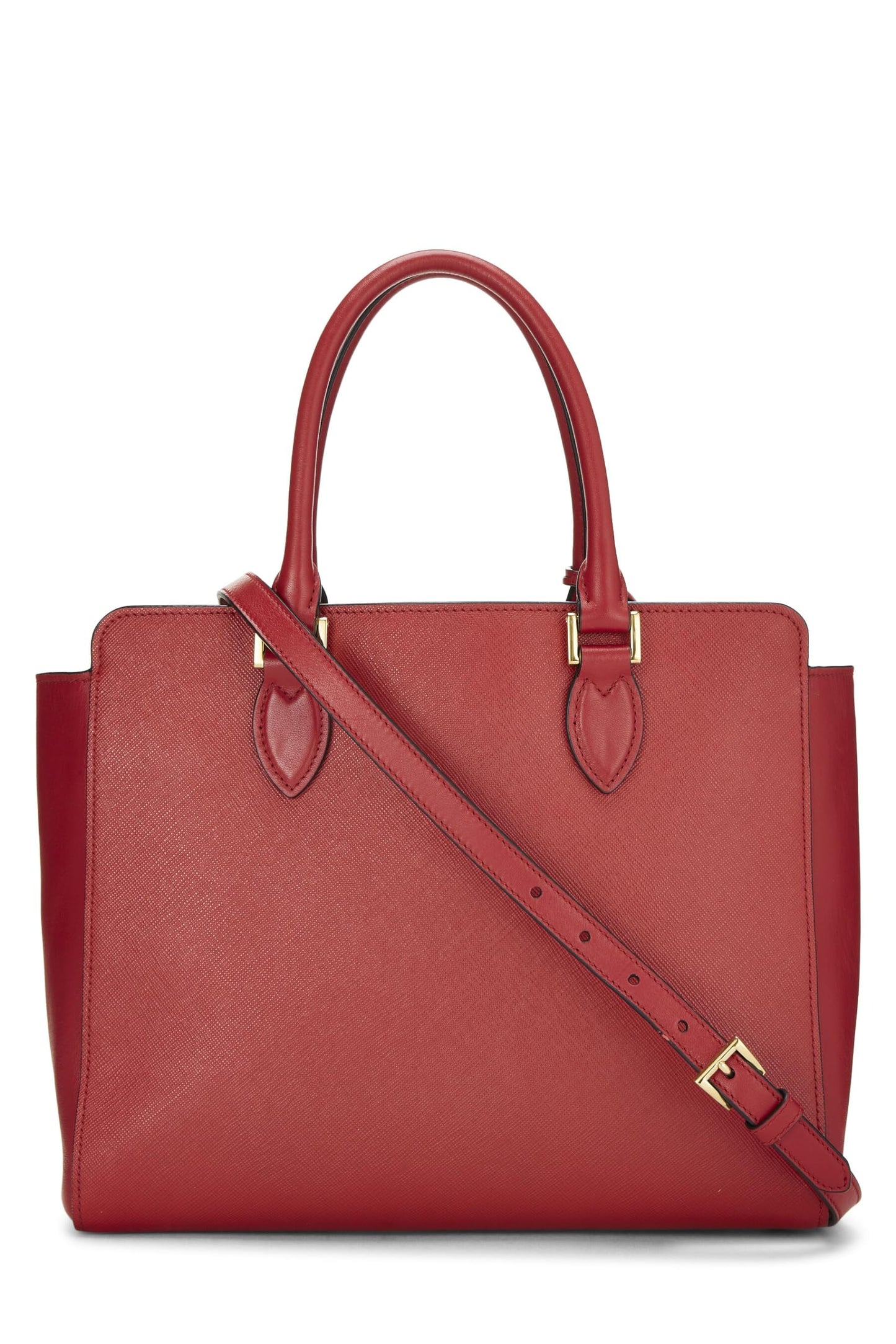 Prada, Red Saffiano Convertible Handbag Small, Red