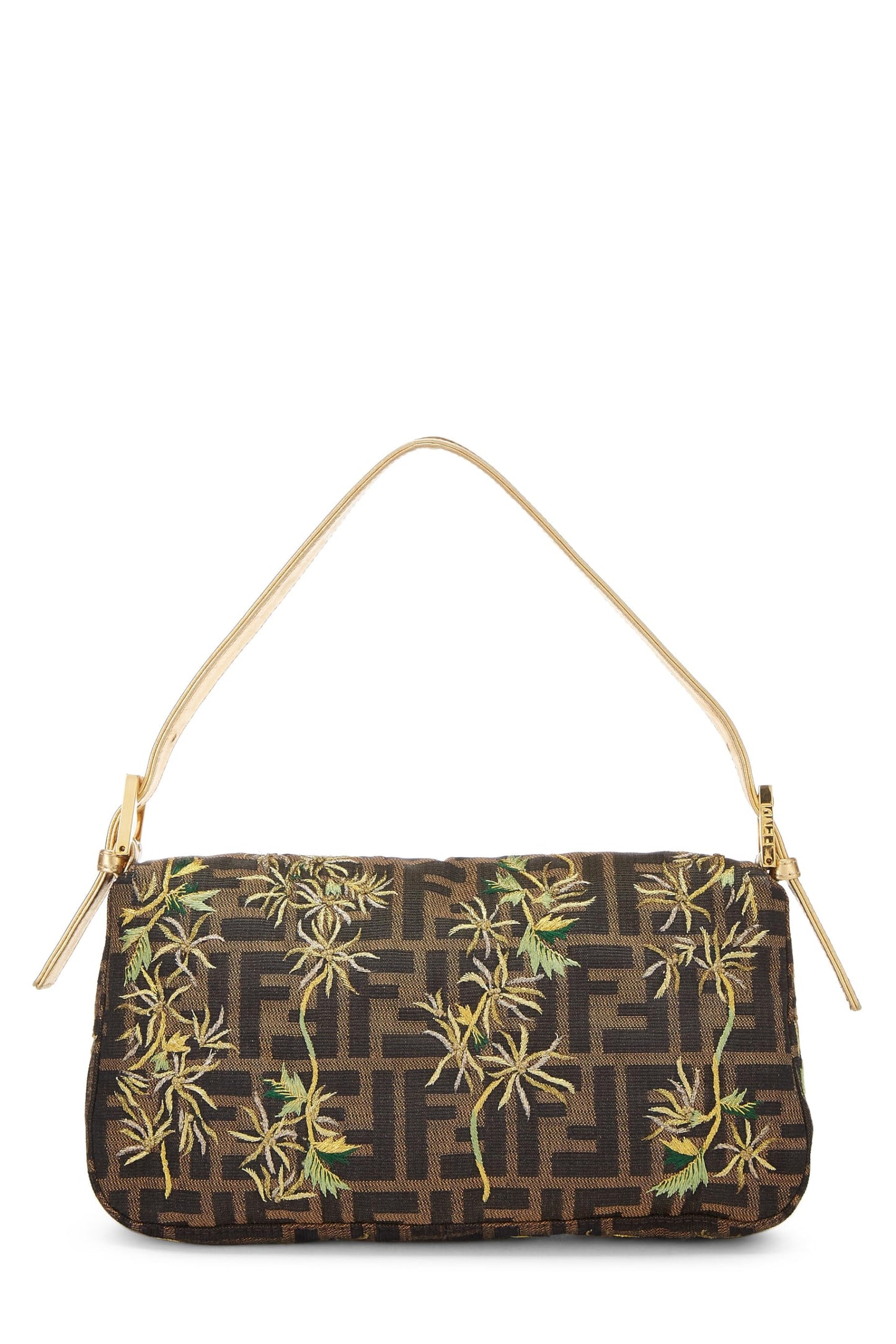 Fendi, Gold Zucca Canvas Embroidered Baguette, Gold