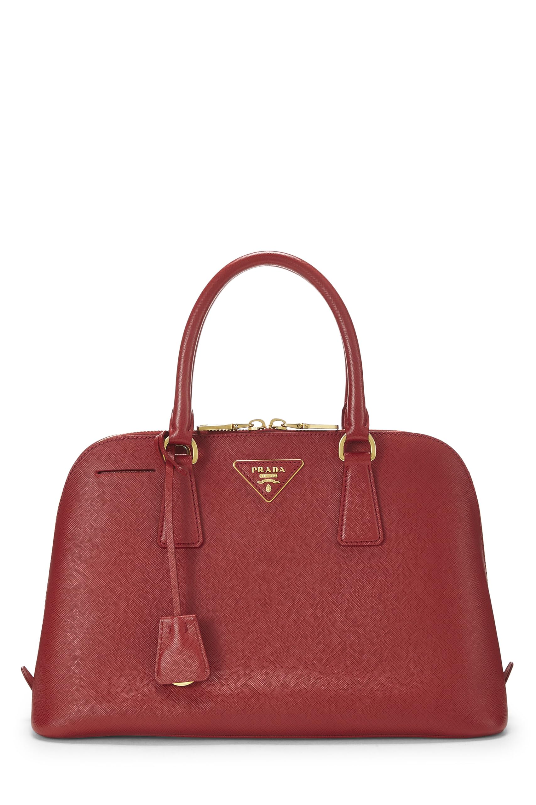 Prada, Red Saffiano Promenade Small, Red Luxury Handbag