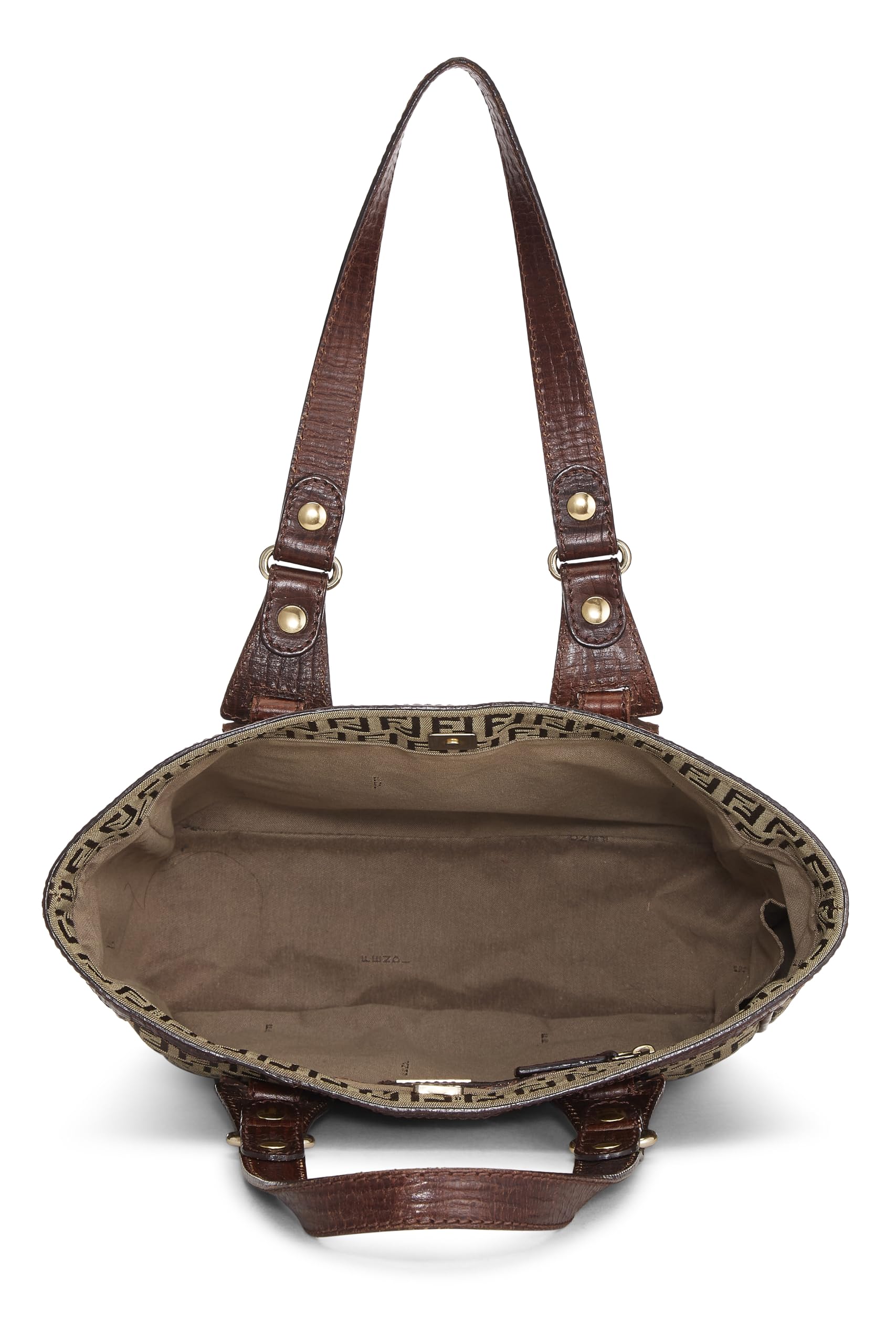 Fendi, Brown Zucchino Canvas Tote Small, Brown