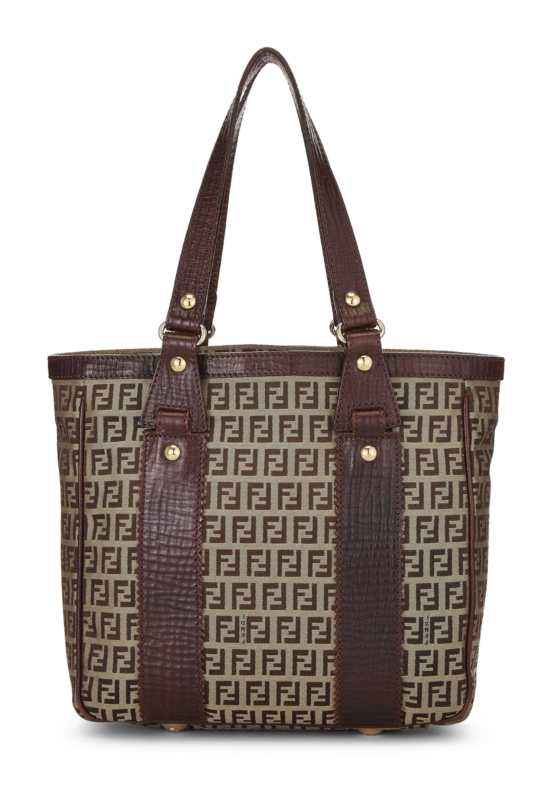 Fendi, Brown Zucchino Canvas Tote Small, Brown