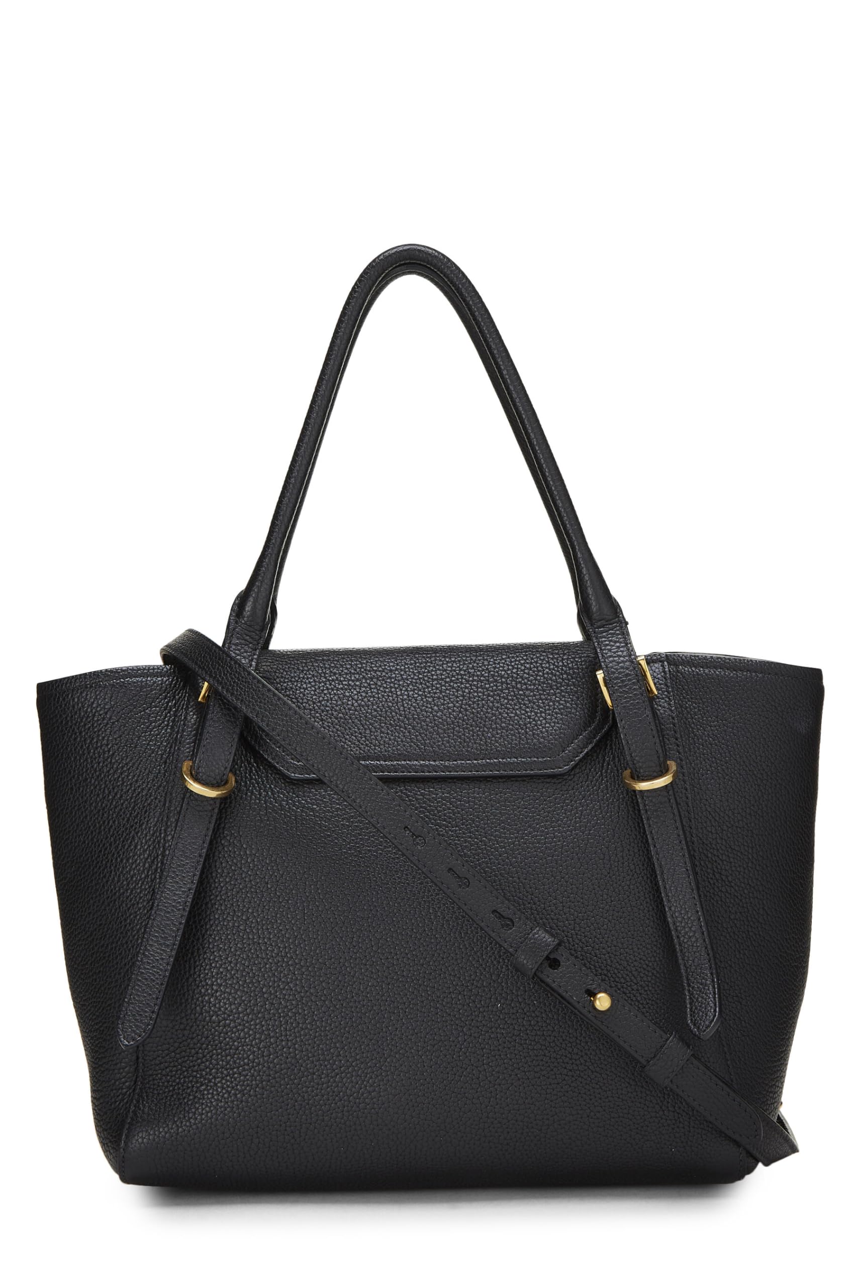 Prada, Black Vitello Daino Convertible Top Handle Tote, Black