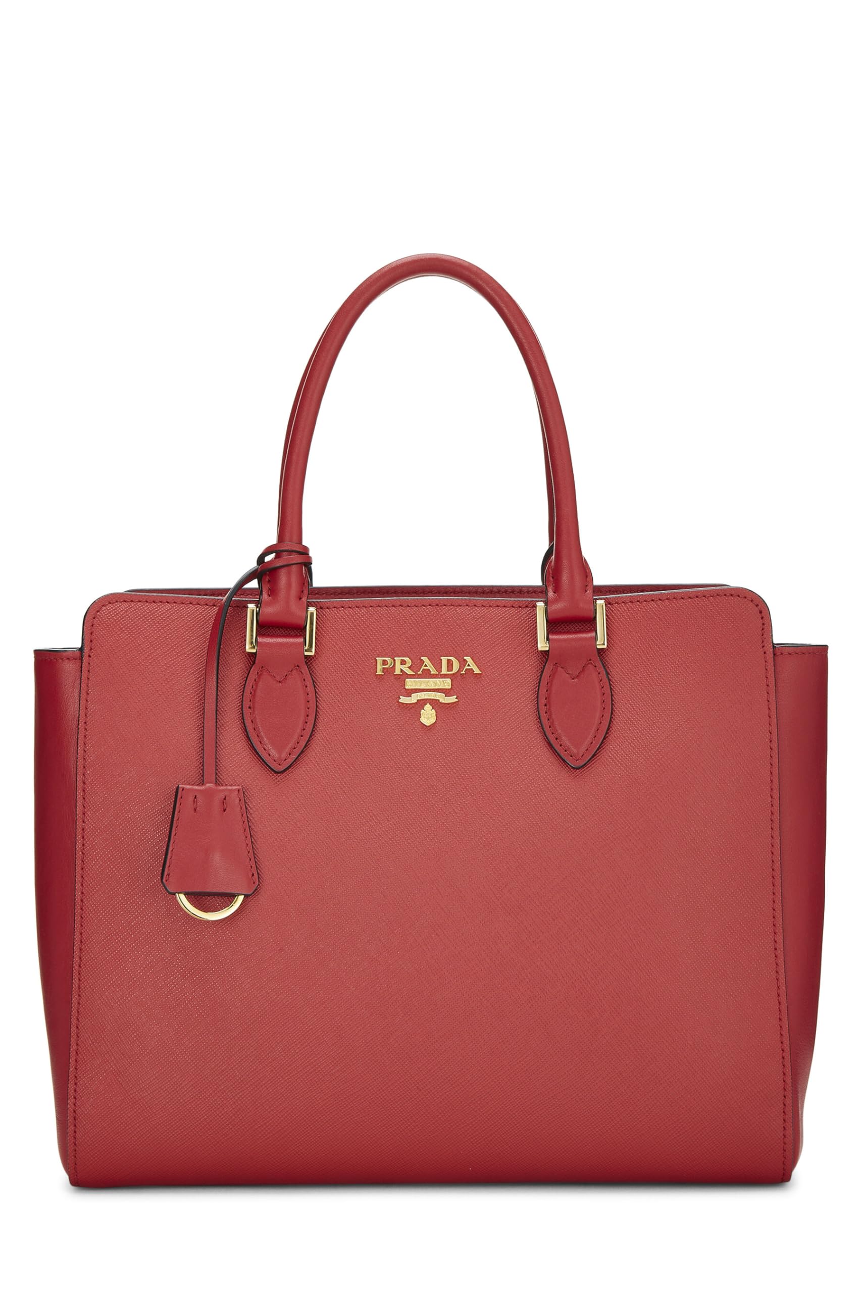 Prada, Red Saffiano Convertible Handbag Small, Red