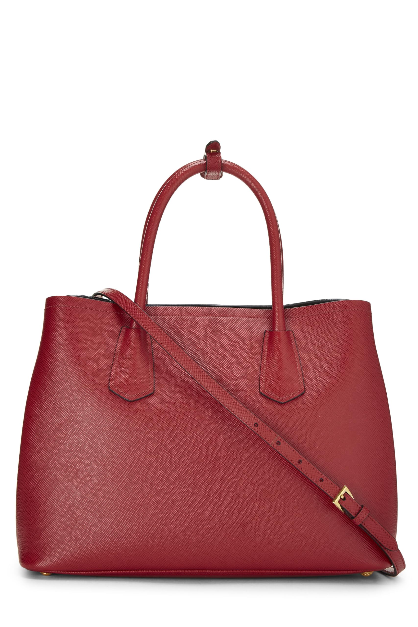 Prada, Red Saffiano Double Bag Medium, Red