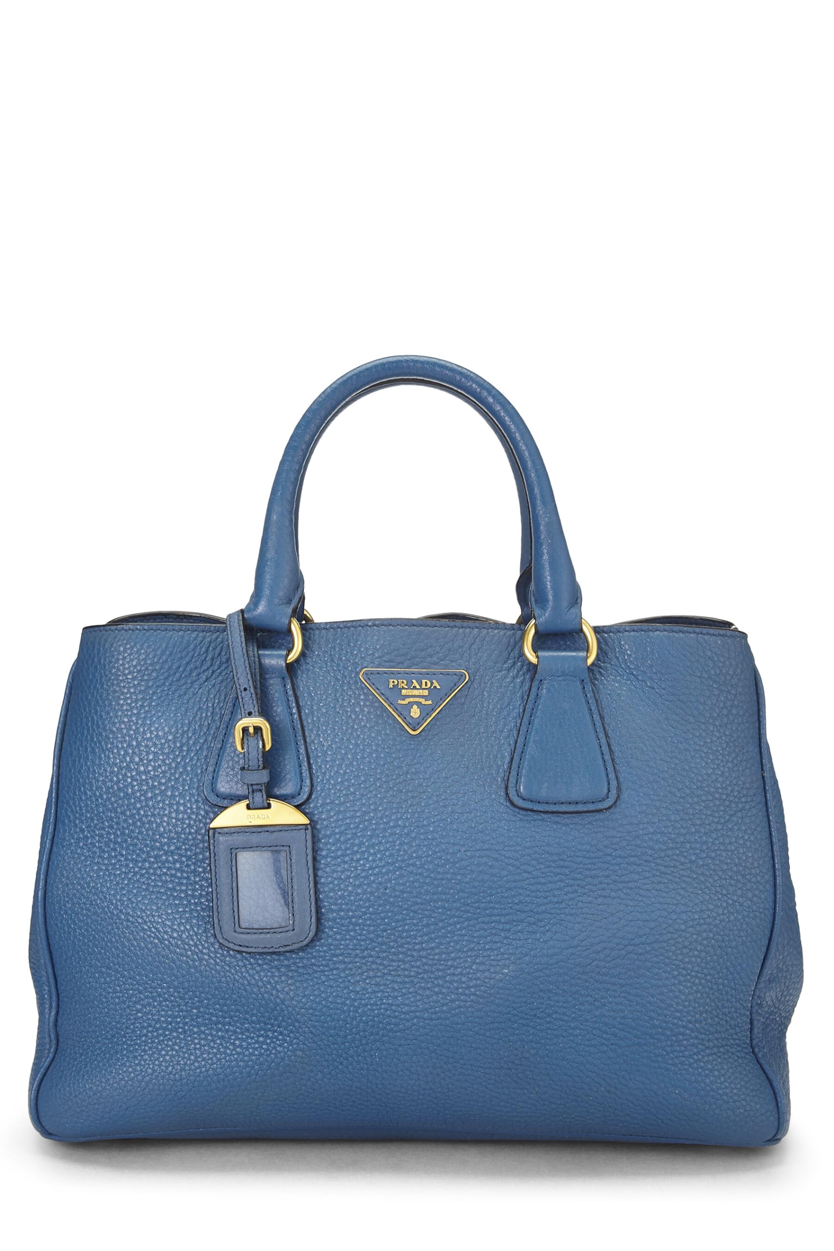 Prada, Blue Vitello Daino Convertible Handbag, Blue