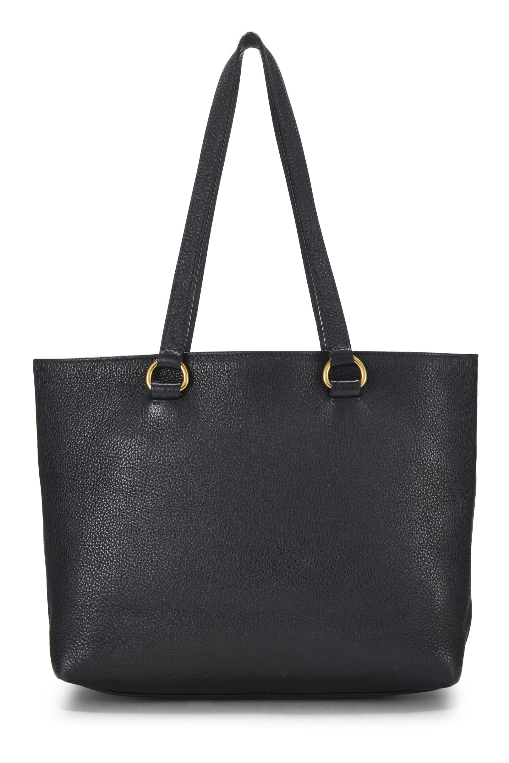 Prada, Black Vitello Daino Logo Tote, Black