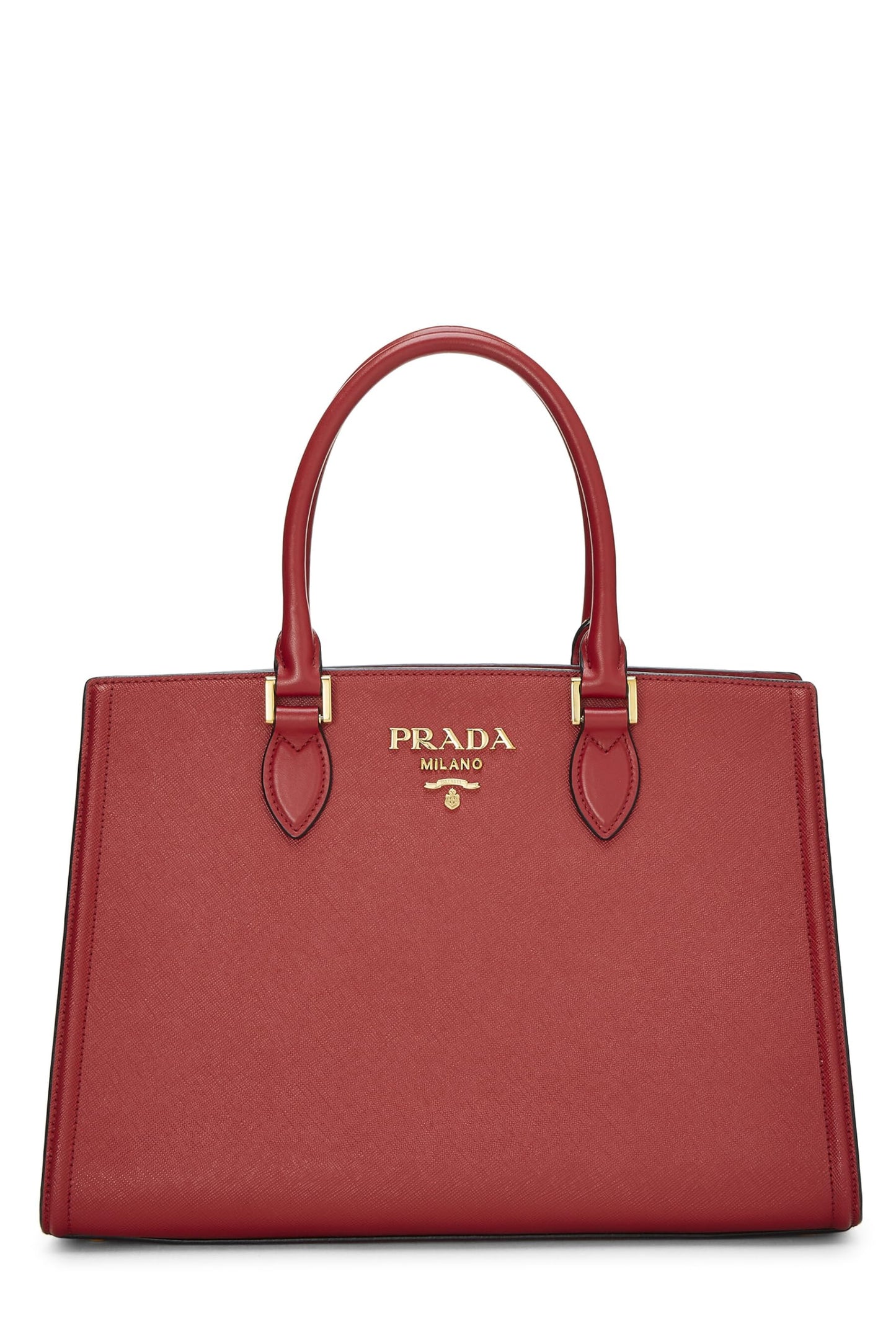 Prada, Red Saffiano Convertible Handbag, Red