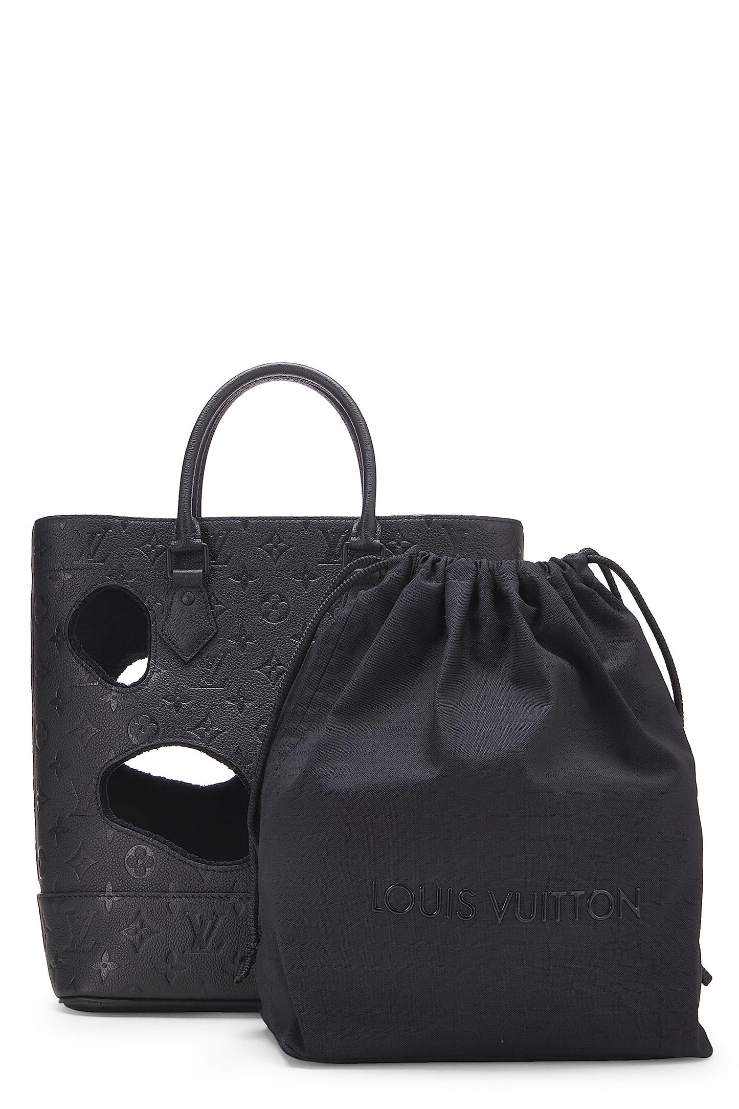Louis Vuitton, Comme des Garçons x Louis Vuitton Black Monogram Empreinte Bag with Holes PM, Black