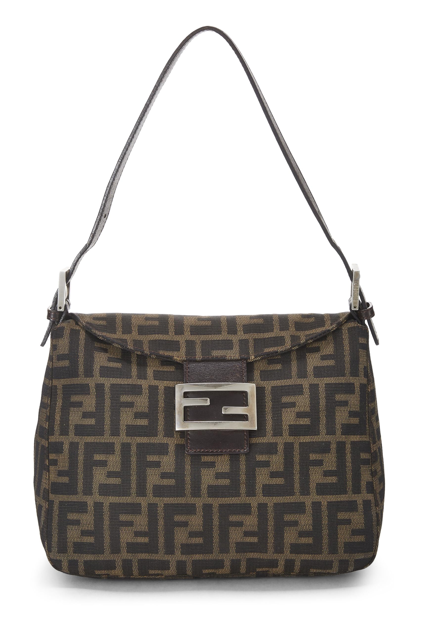 Fendi, Brown Zucca Canvas Shoulder Bag, Brown