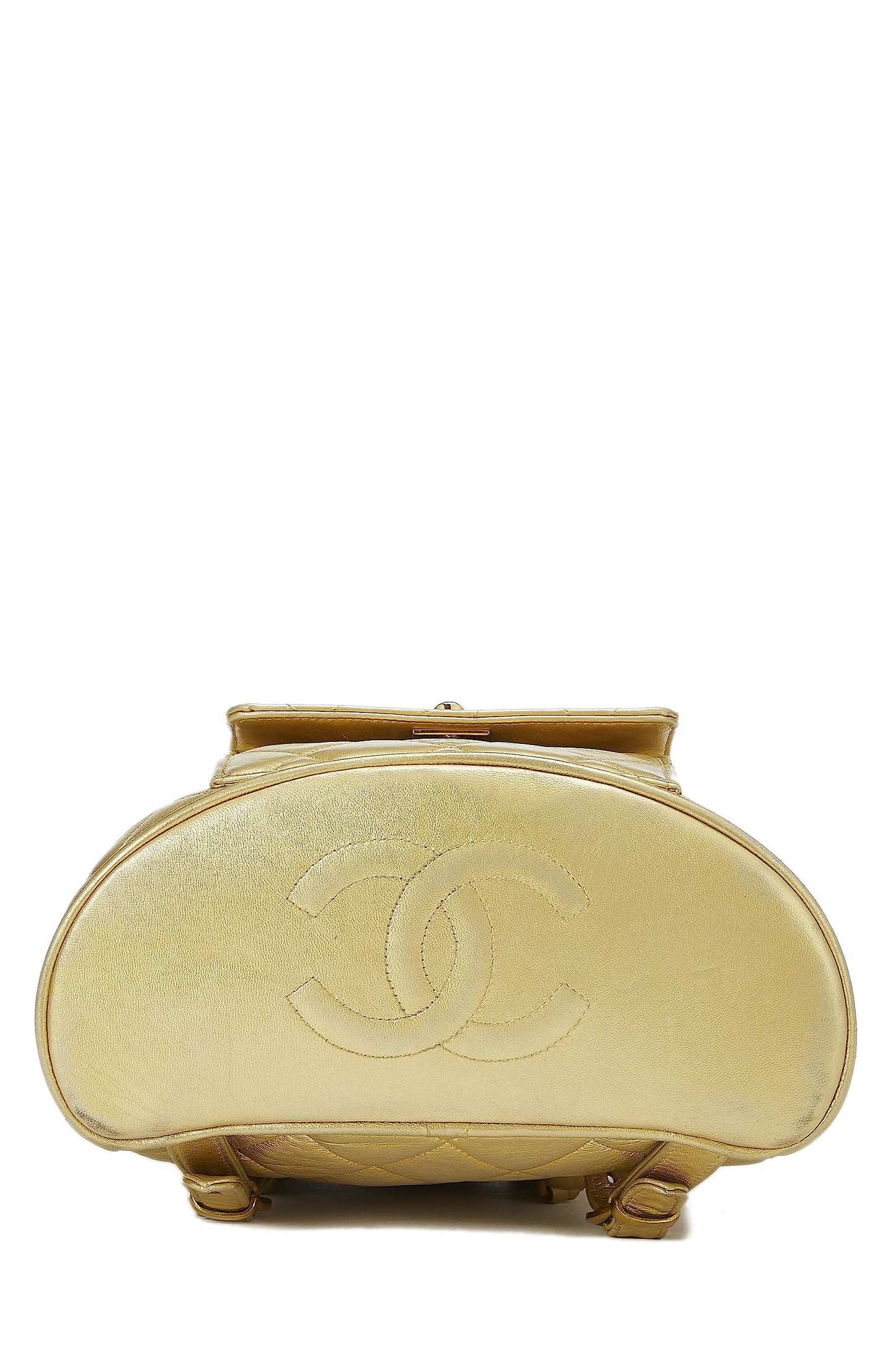 Chanel, Gold Metallic Lambskin Classic Backpack Mini, Gold