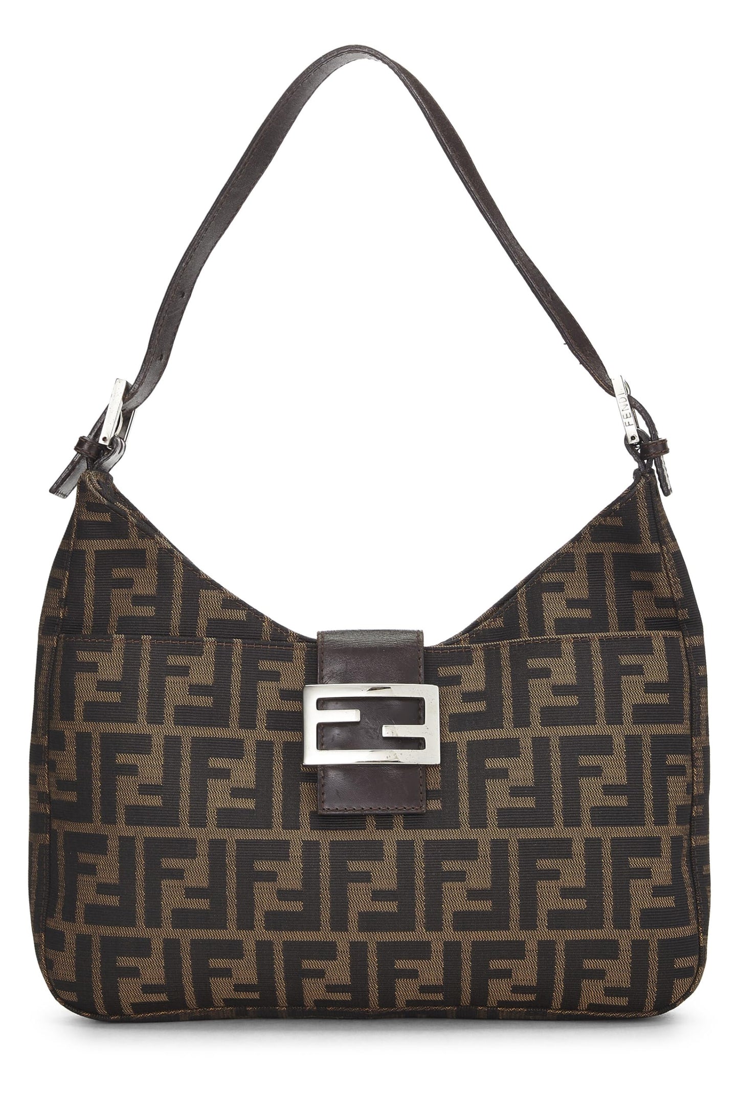 Fendi, Brown Zucca Canvas Shoulder Bag, Brown