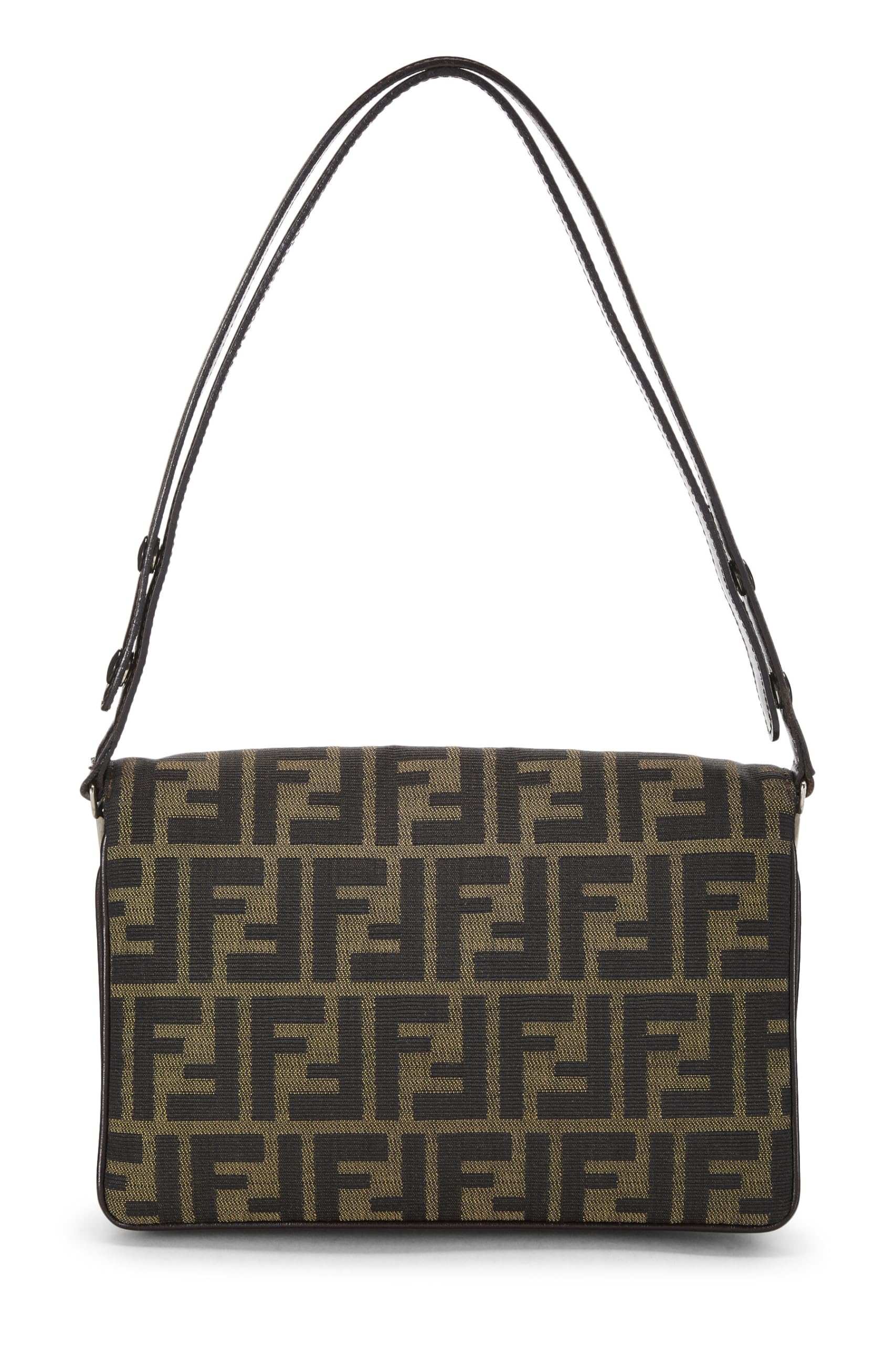Fendi, Brown Zucca Canvas Shoulder Bag, Brown