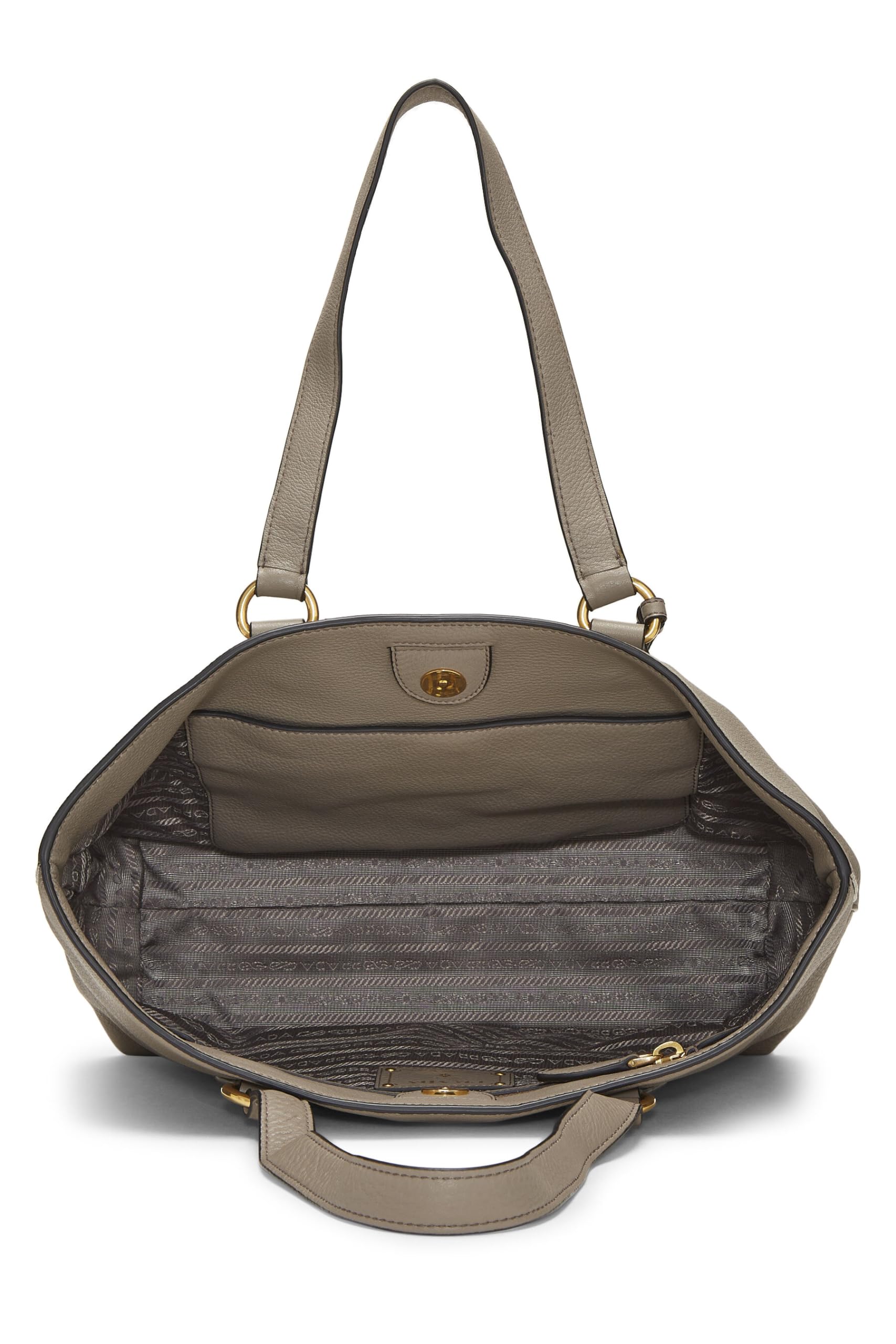 Prada, Grey Vitello Daino Tote Small, Grey