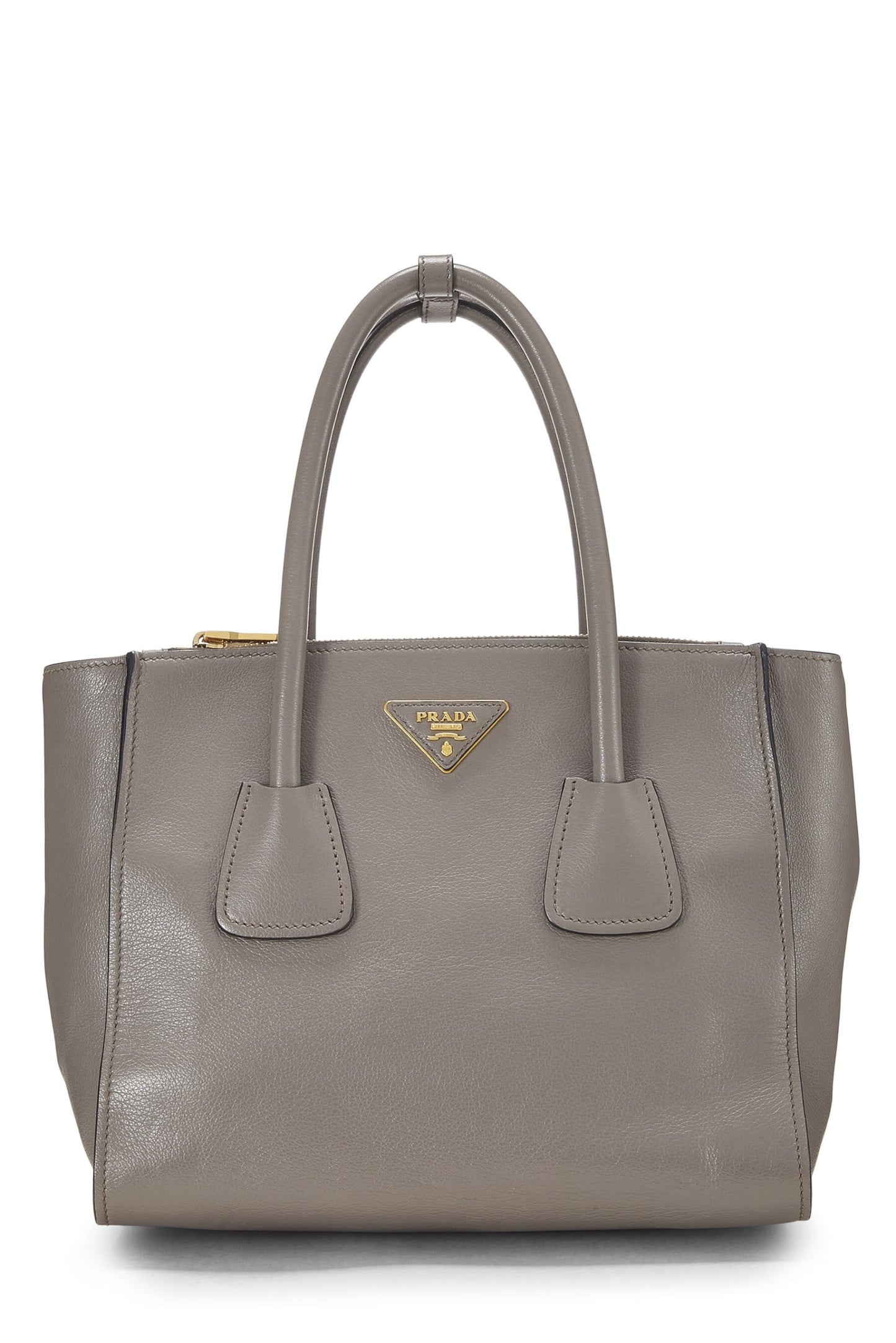 Prada, Grey Calfskin Trapeze Tote, Grey