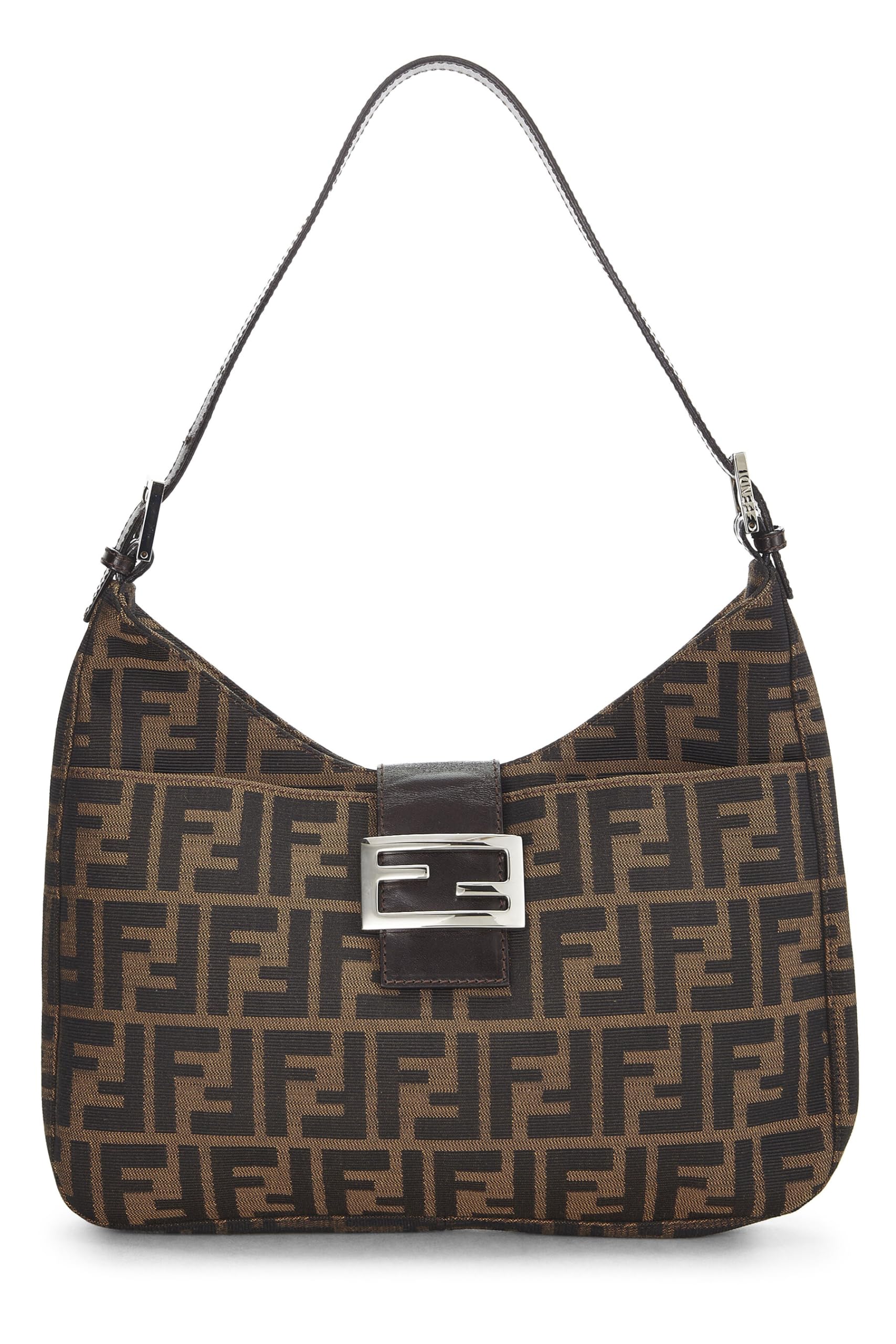 Fendi, Brown Zucca Canvas Shoulder Bag, Brown