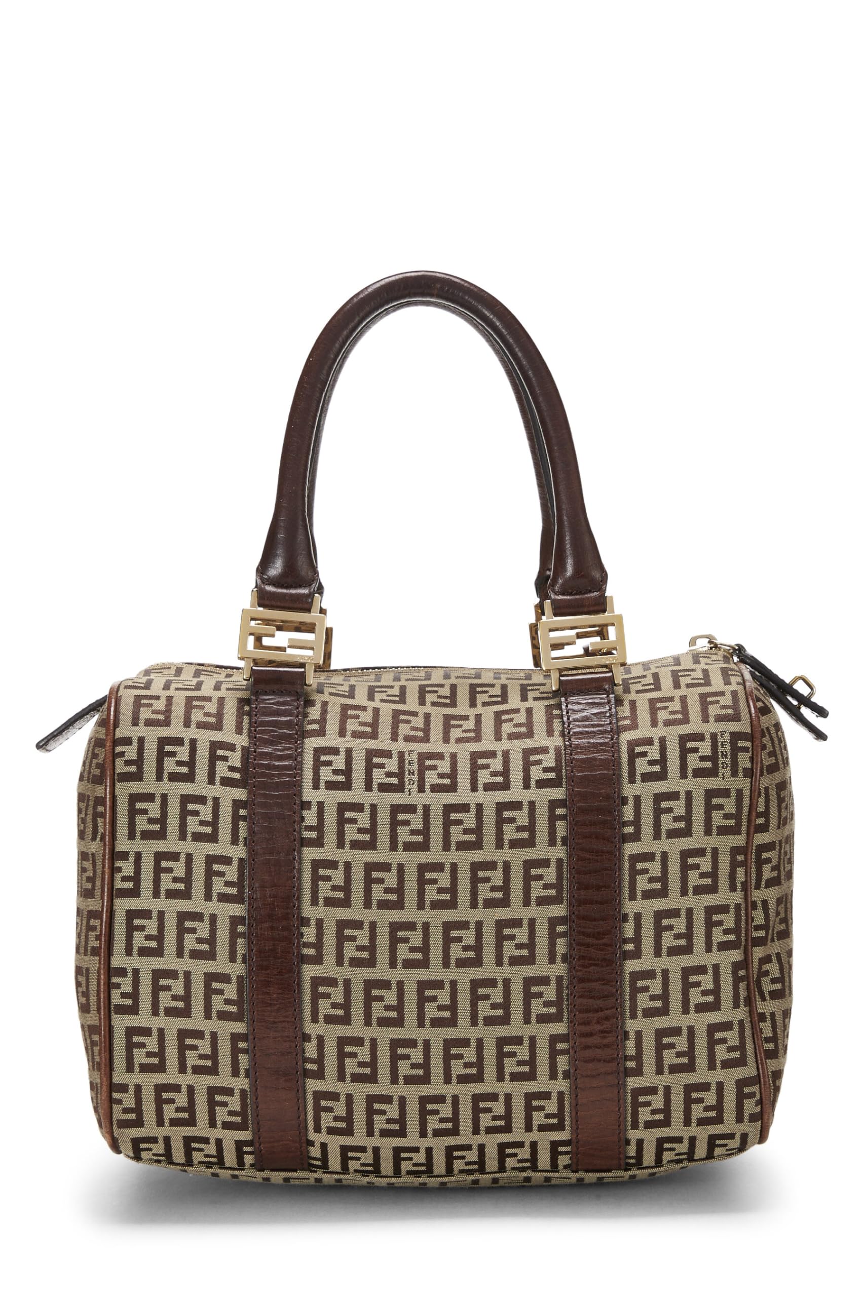 Fendi, Brown Zucchino Canvas Boston Bag Mini, Brown