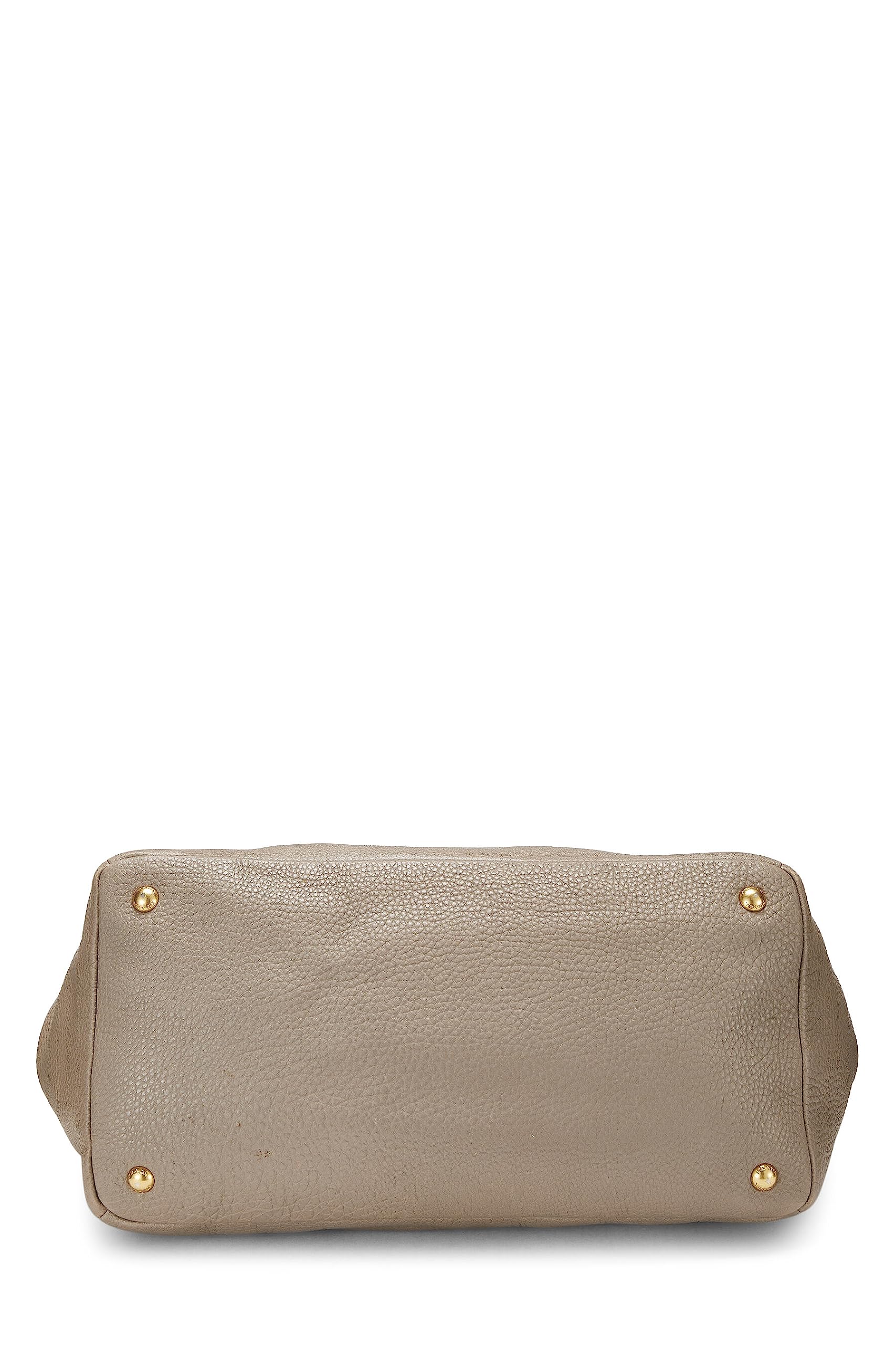 Prada, Grey Vitello Daino Convertible Shopping Tote, Grey