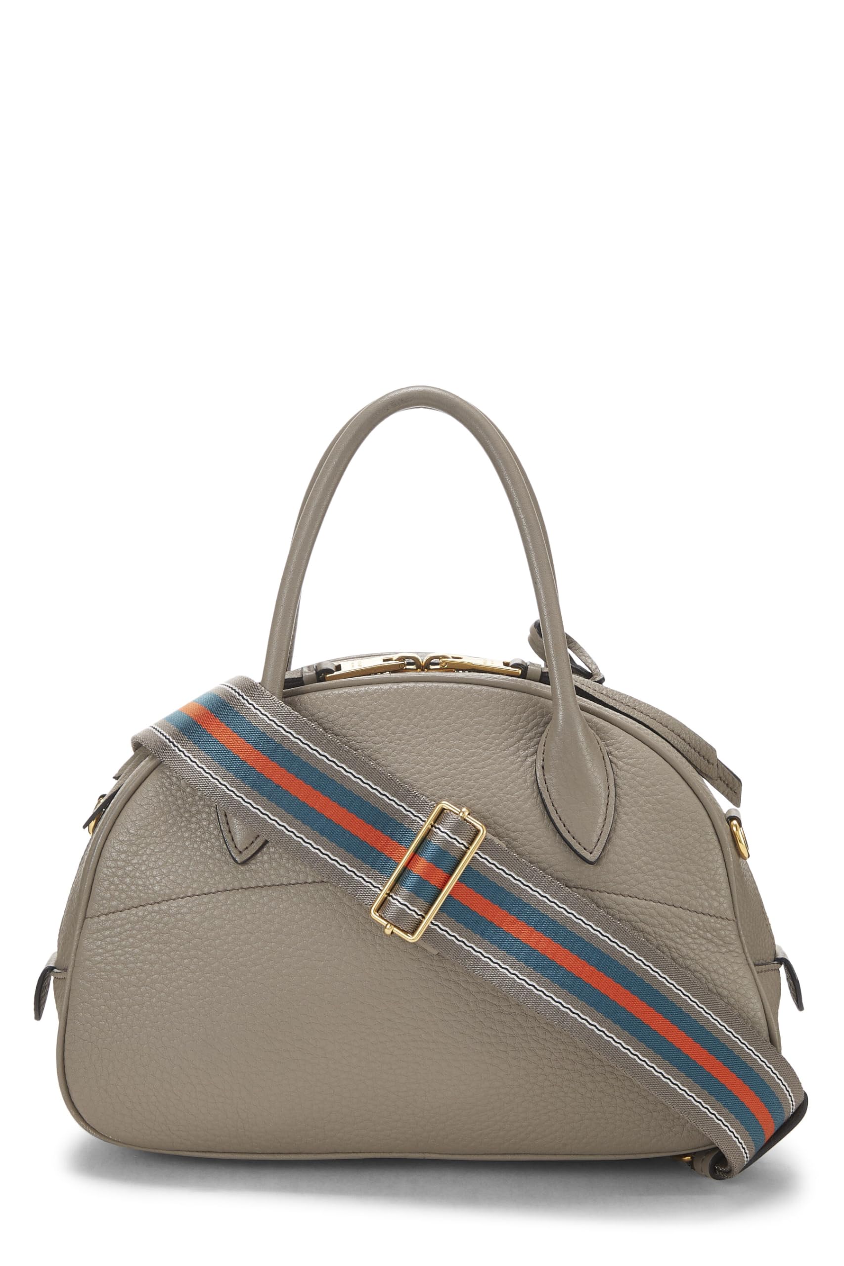 Prada, Grey Vitello Daino Convertible Bowler Small, Grey Luxury Handbag