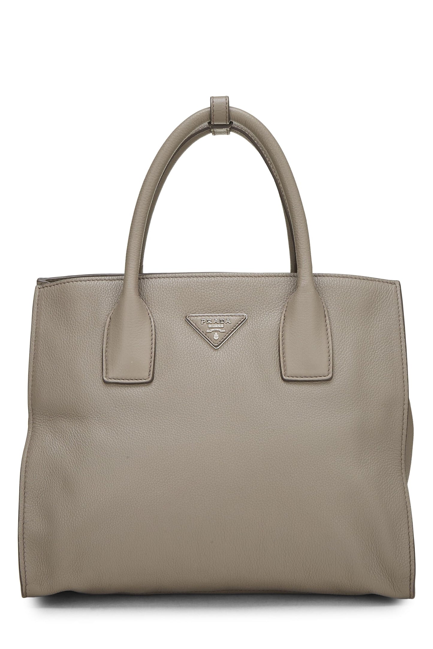 Prada, Grey Vitello Daino Convertible Tote, Grey