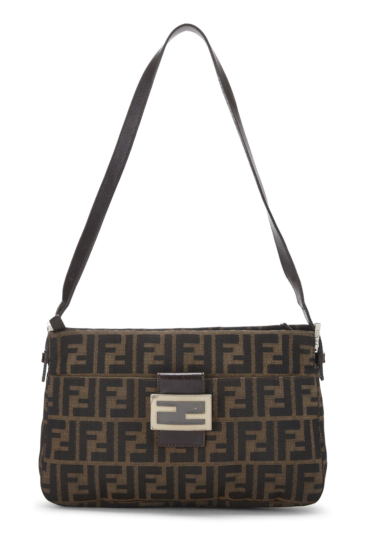 Fendi, Brown Zucca Canvas Shoulder Bag, Brown