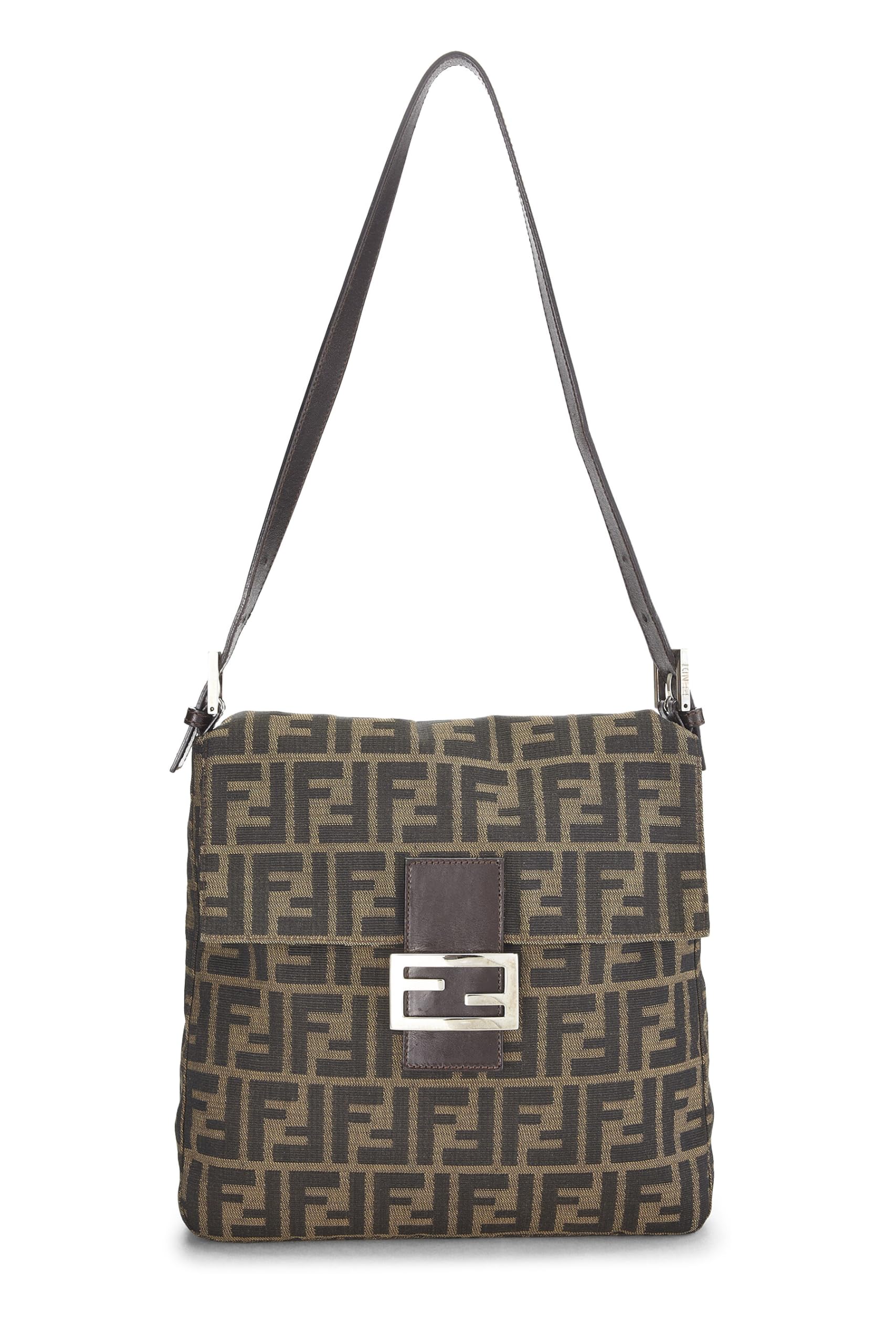 Fendi, Brown Zucca Canvas Shoulder Bag, Brown