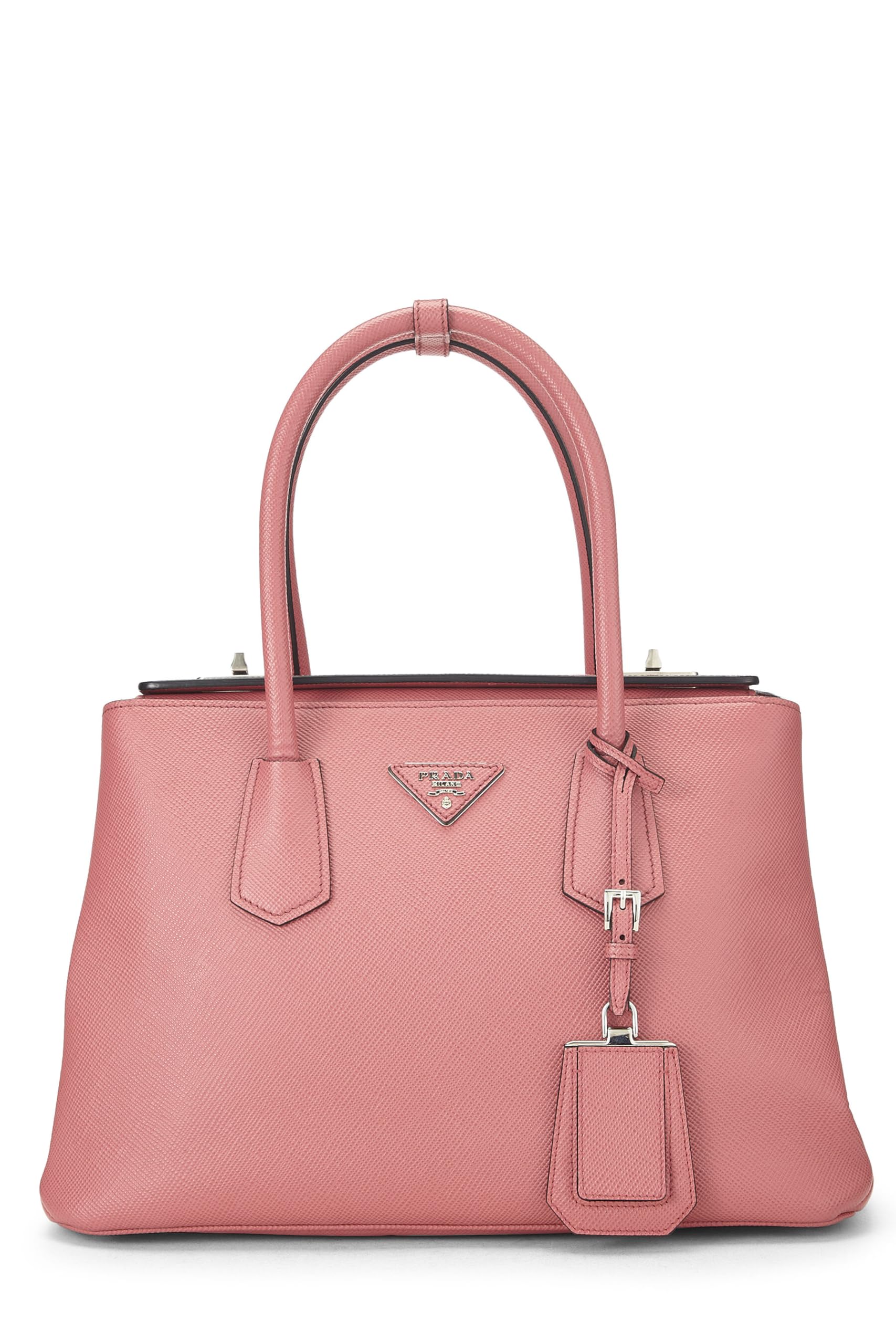 Prada, Pink Saffiano Leather Turnlock Cuir Tote, Pink