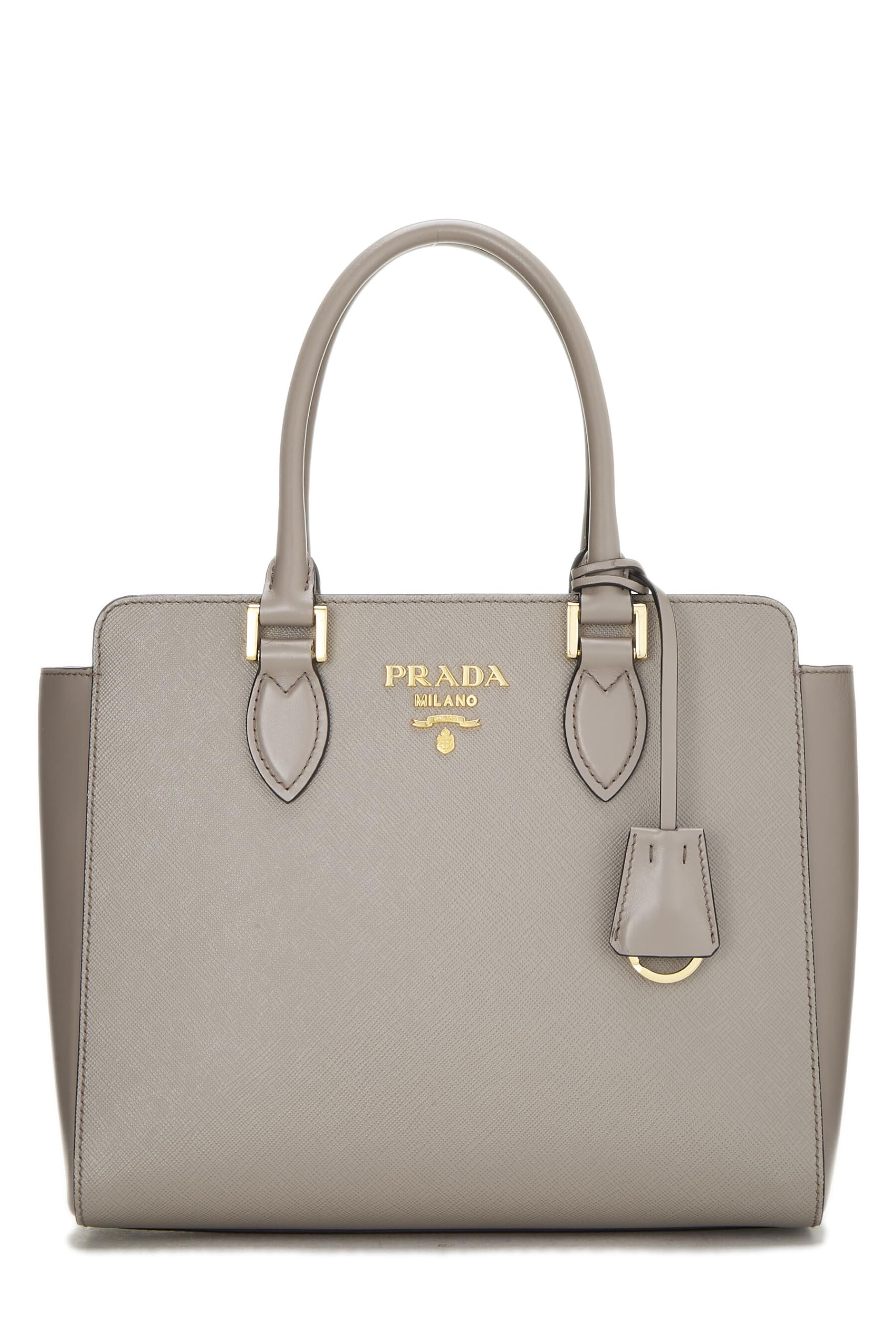 Prada, Grey Saffiano Convertible Handbag Small, Grey