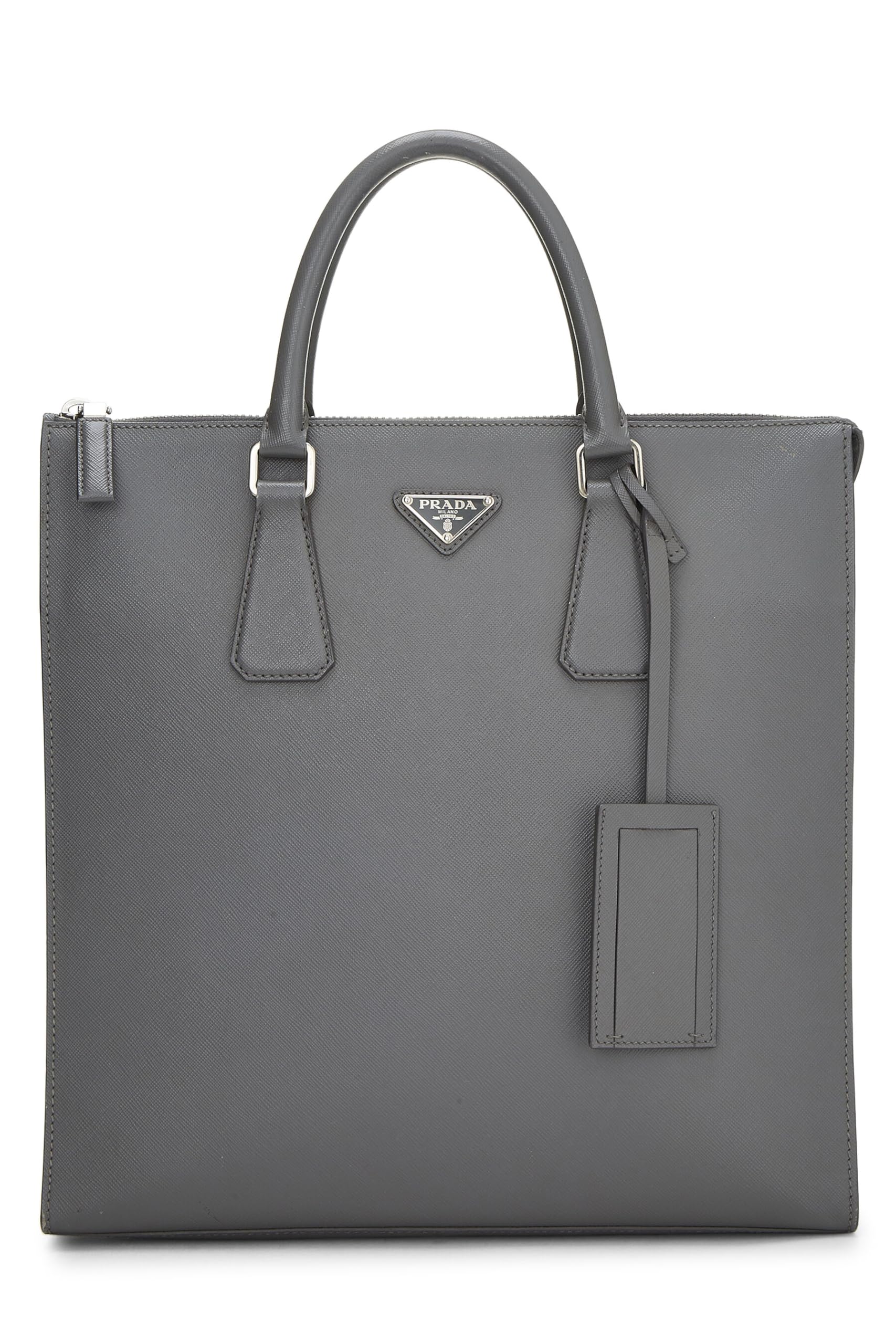 Prada, Grey Saffiano Tote, Grey