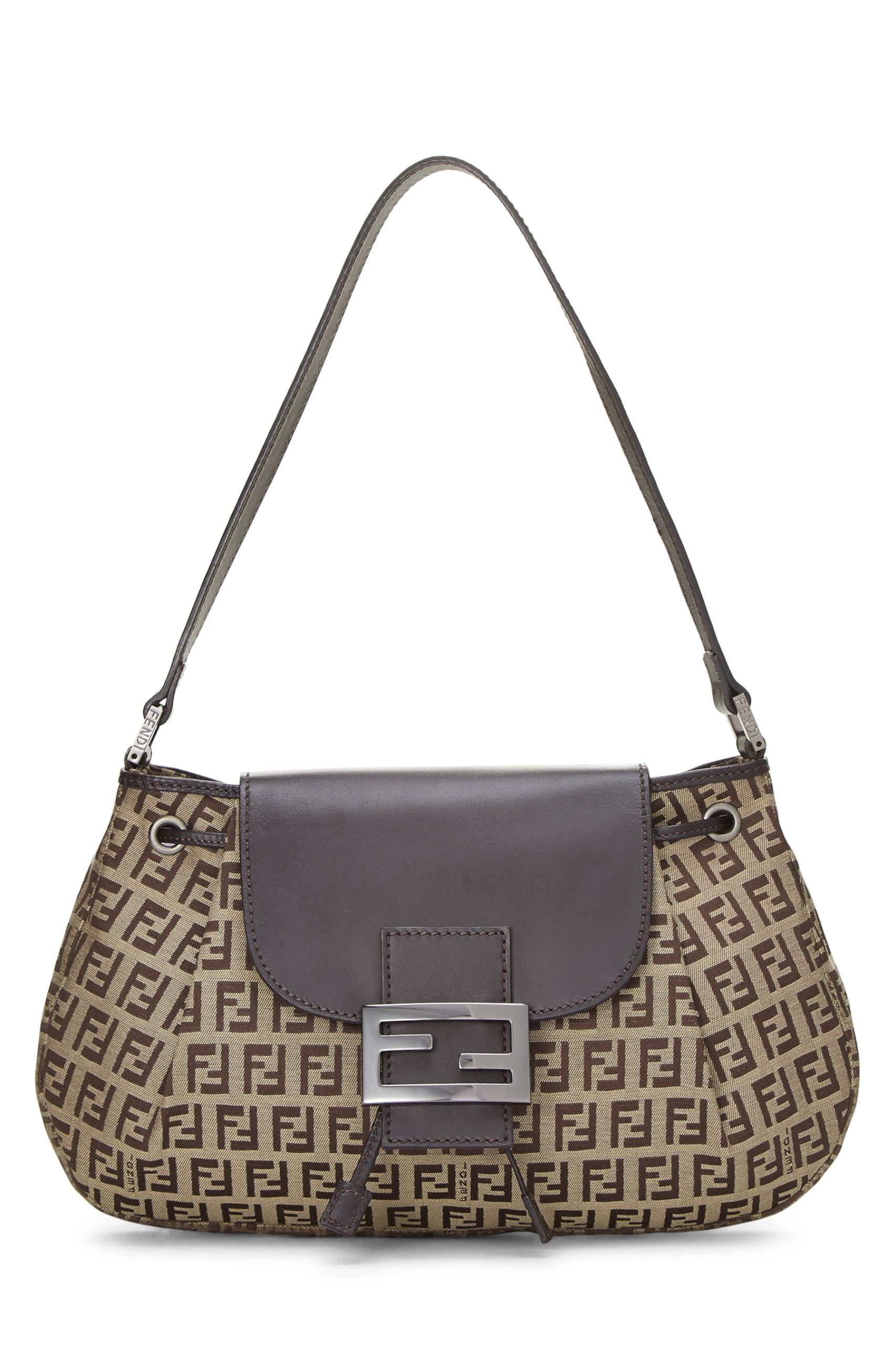 Fendi, Brown Zucchino Canvas Shoulder Bag, Brown