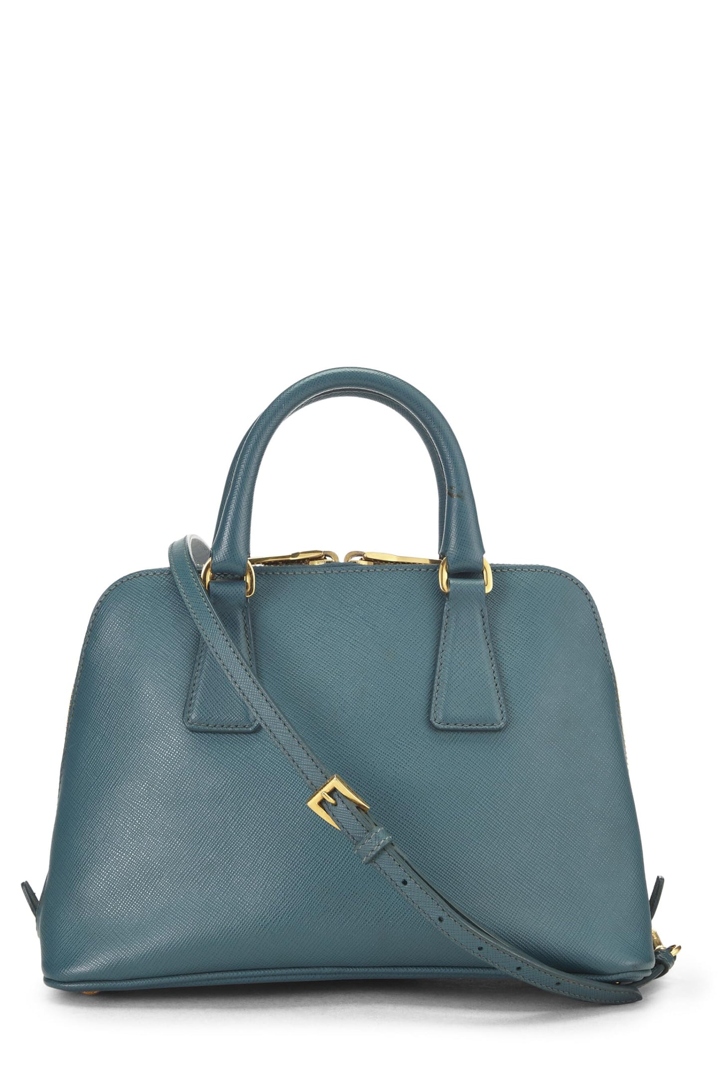 Prada, Blue Saffiano Leather Promenade Mini, Blue Luxury Handbag