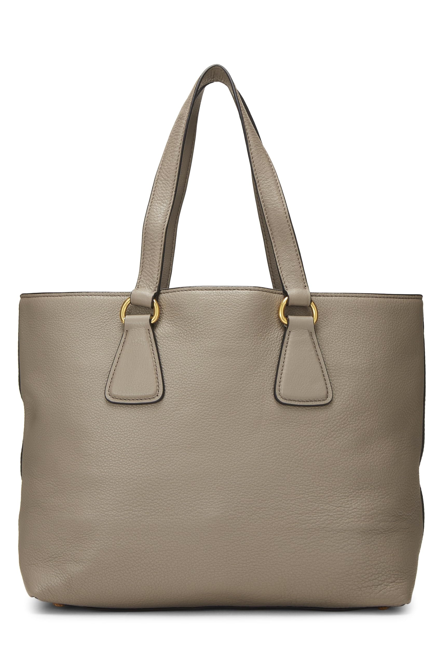 Prada, Grey Vitello Daino Tote Small, Grey