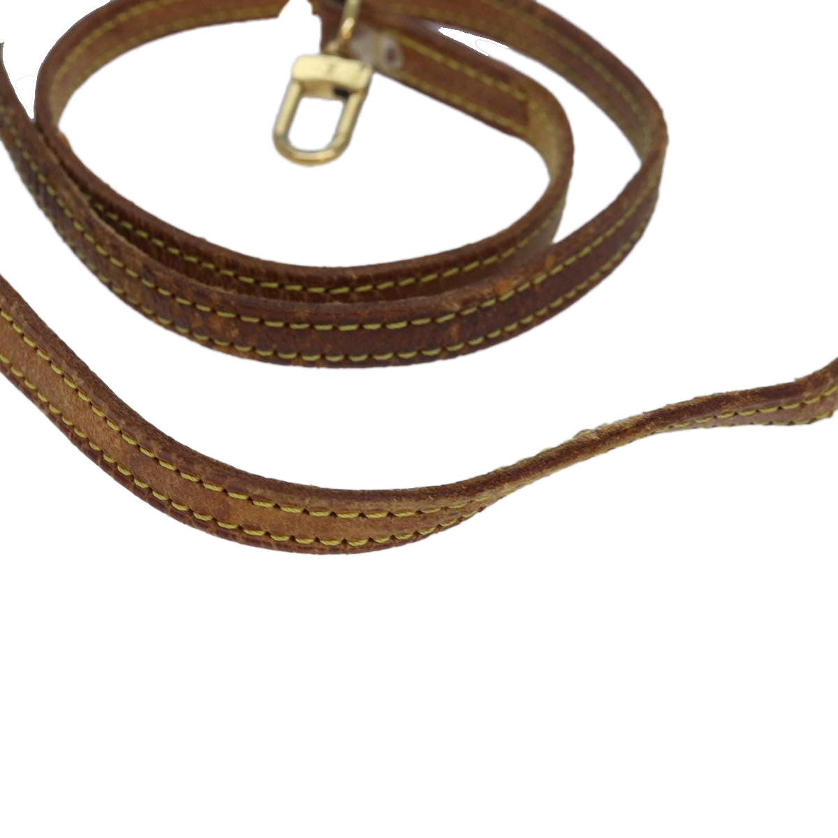 LOUIS VUITTON Shoulder Strap Leather 47.2" Beige LV Auth 82197