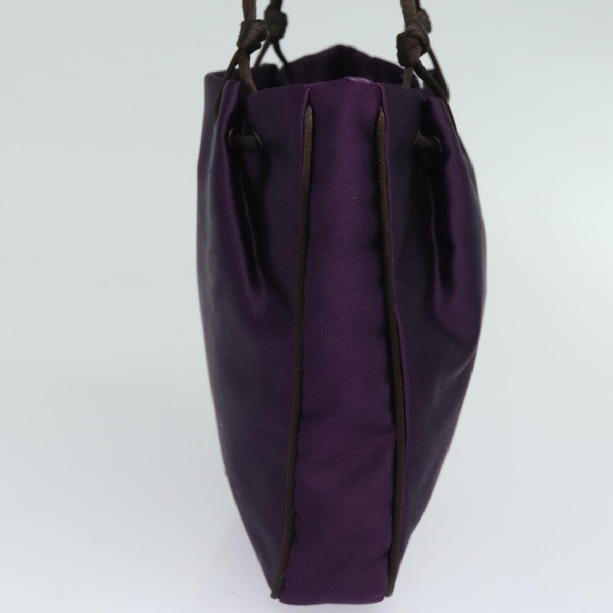 PRADA Hand Bag Satin Purple Auth